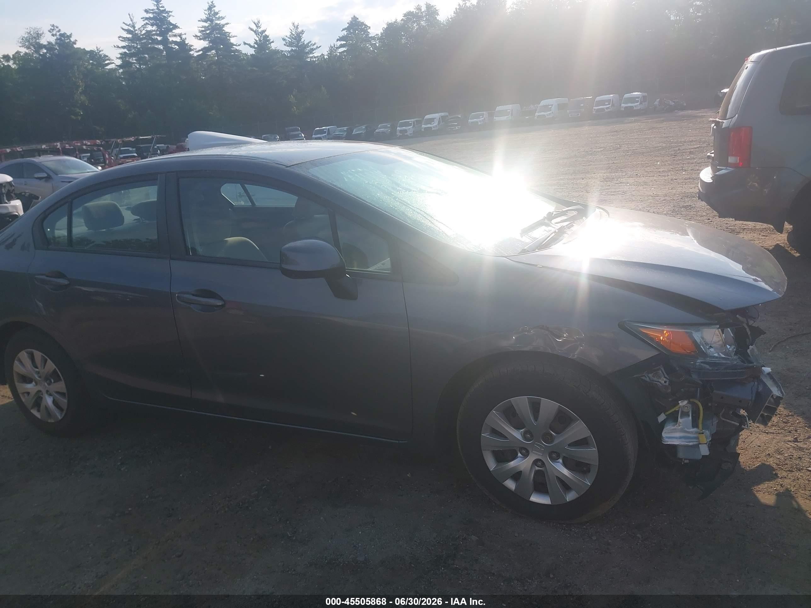 2012 Honda Civic Lx Gray vin: 19XFB2F58CE354573