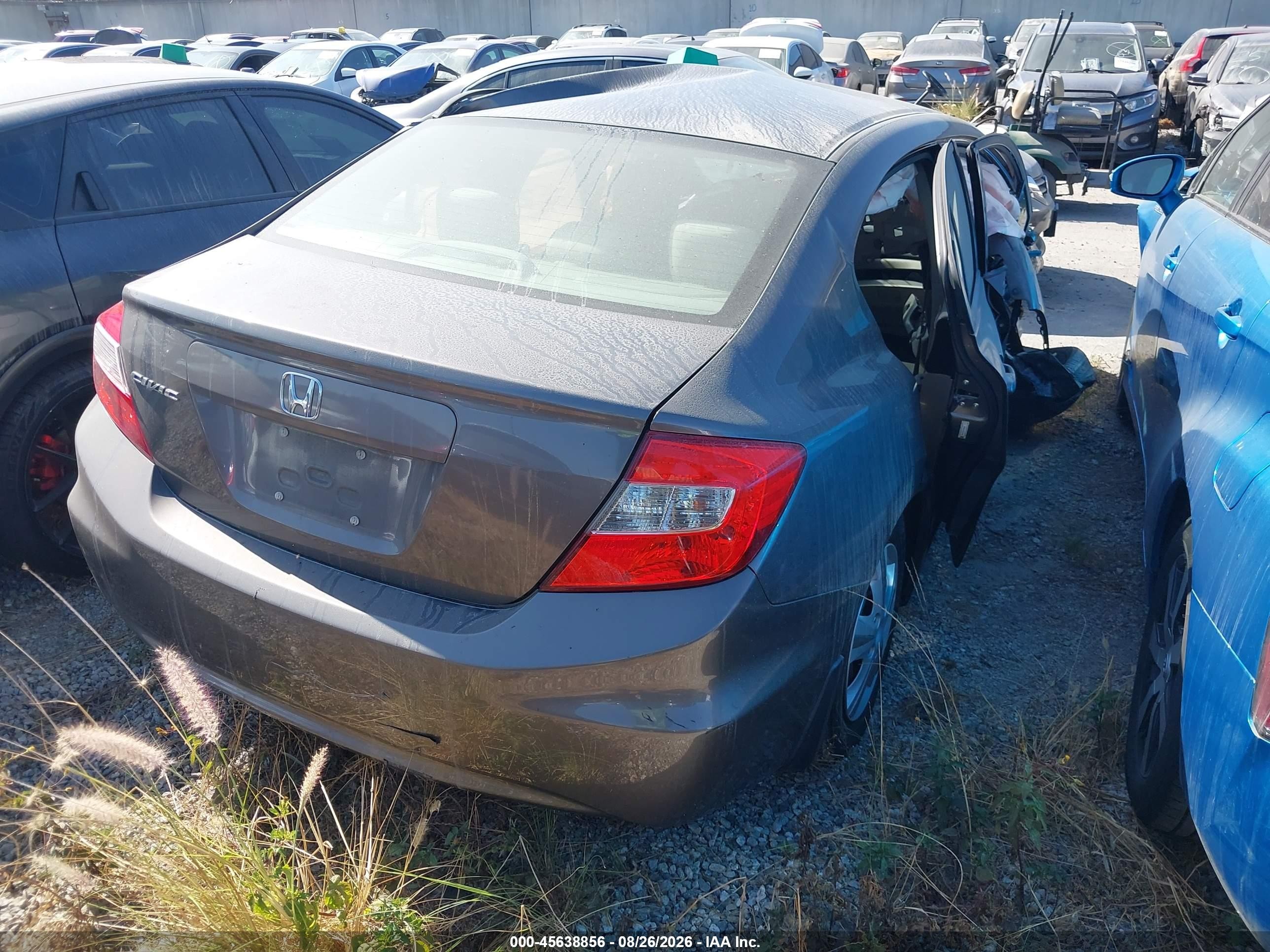 2012 Honda Civic Lx Gray vin: 19XFB2F58CE355853
