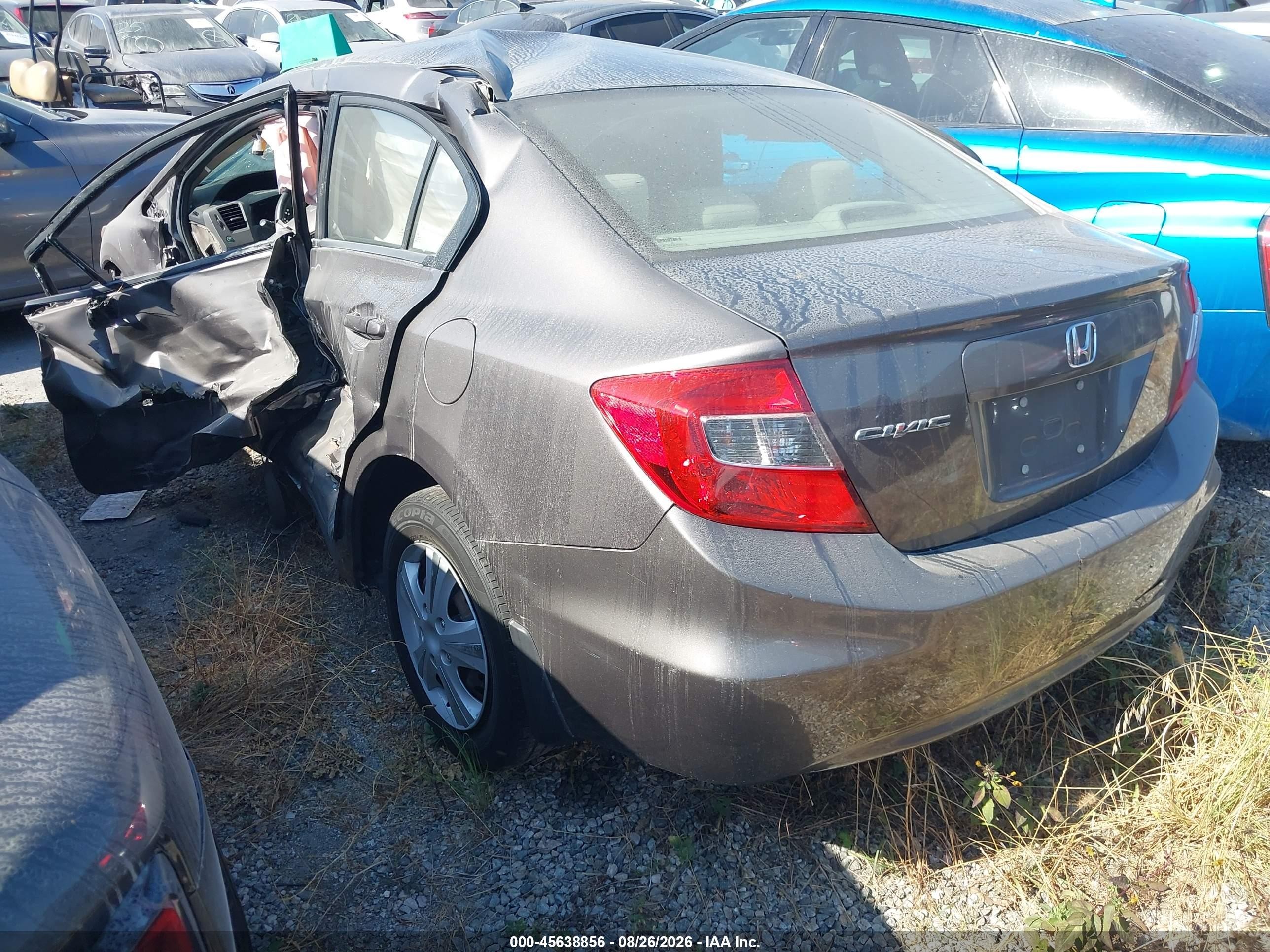 2012 Honda Civic Lx Gray vin: 19XFB2F58CE355853