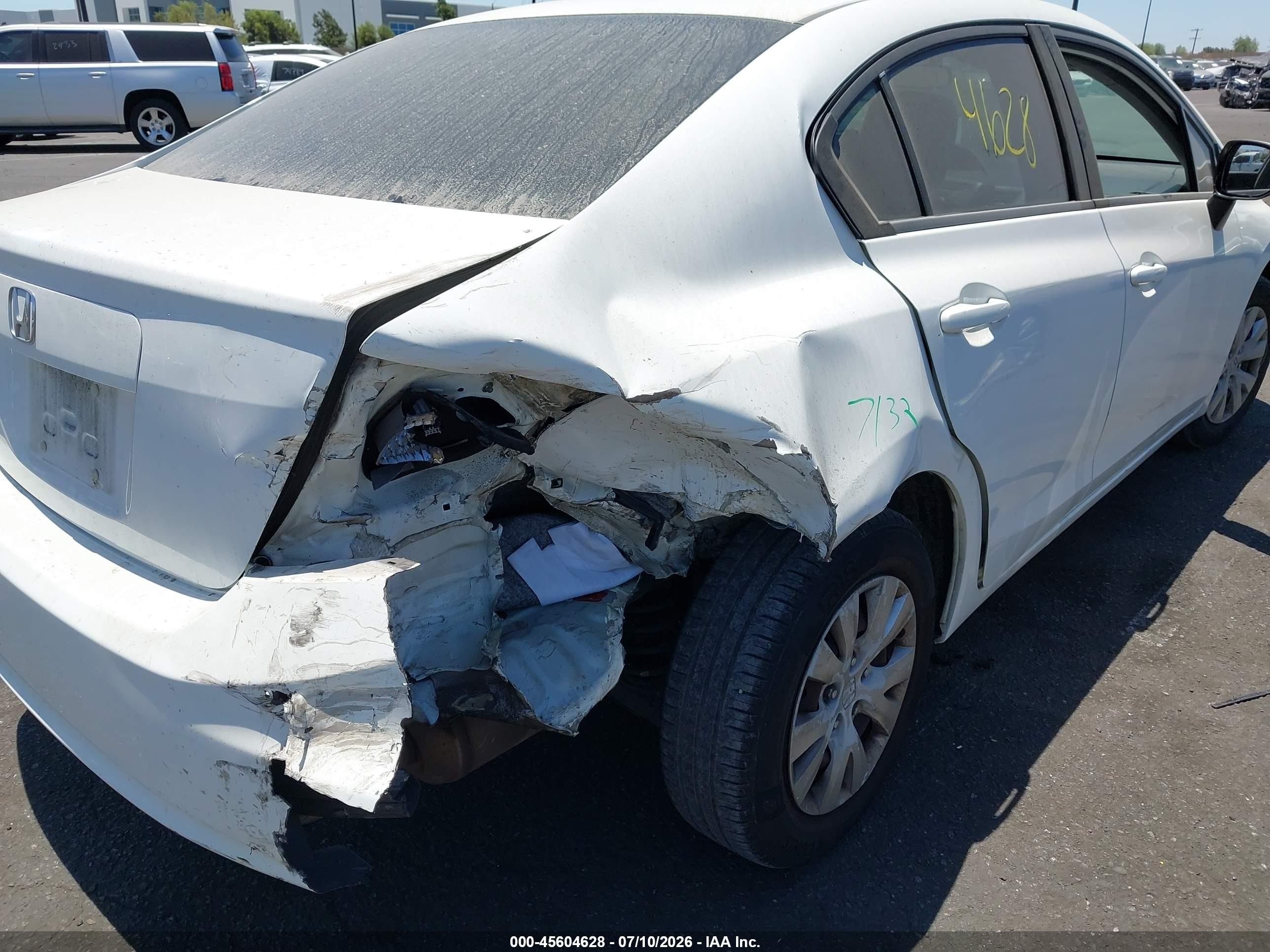 2012 Honda Civic Lx White vin: 19XFB2F58CE382616