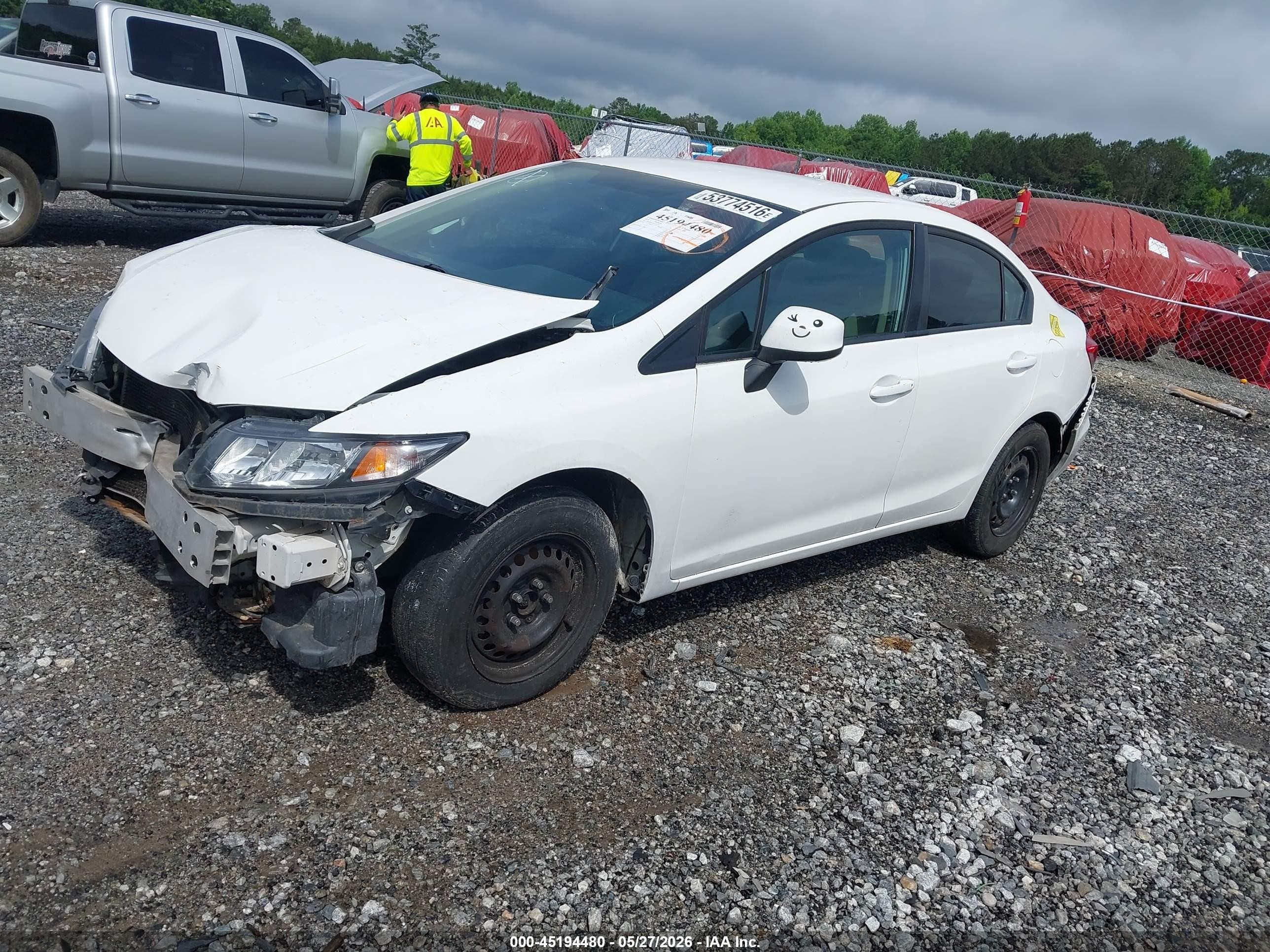 2013 Honda Civic Lx White vin: 19XFB2F58DE015037