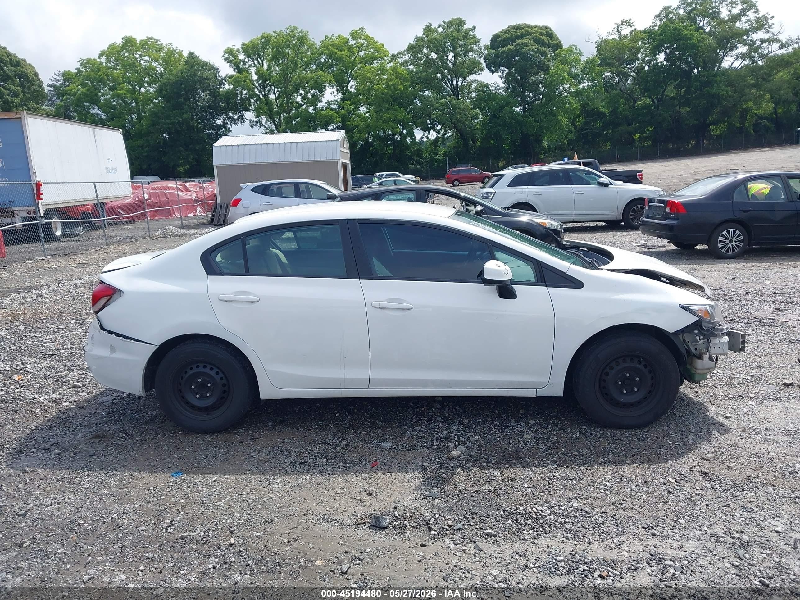 2013 Honda Civic Lx White vin: 19XFB2F58DE015037