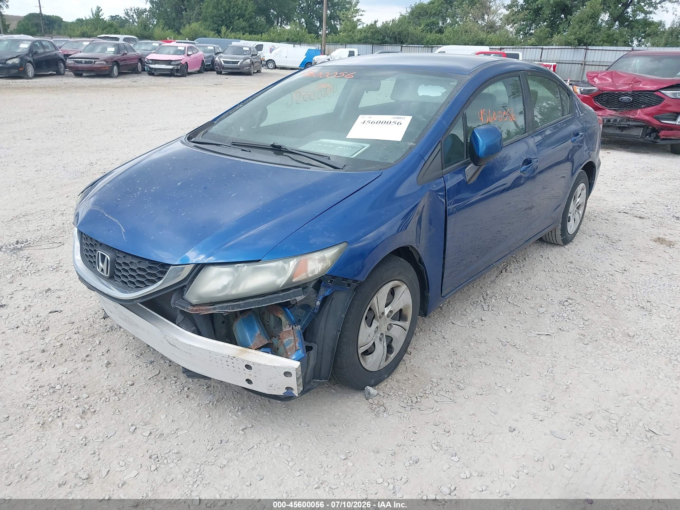 2013 Honda Civic Lx Blue vin: 19XFB2F58DE016950