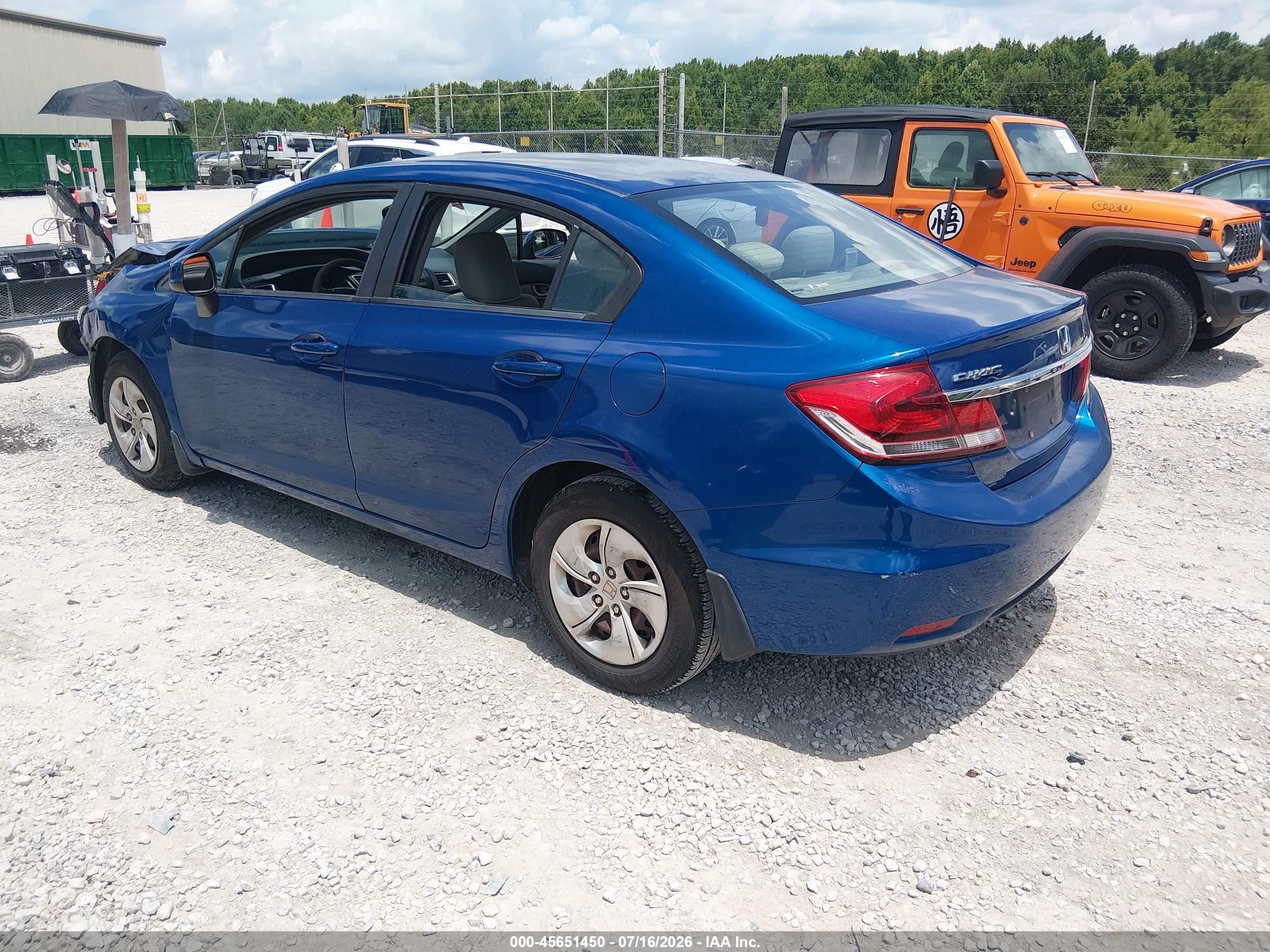 2013 Honda Civic Lx Blue vin: 19XFB2F58DE034820
