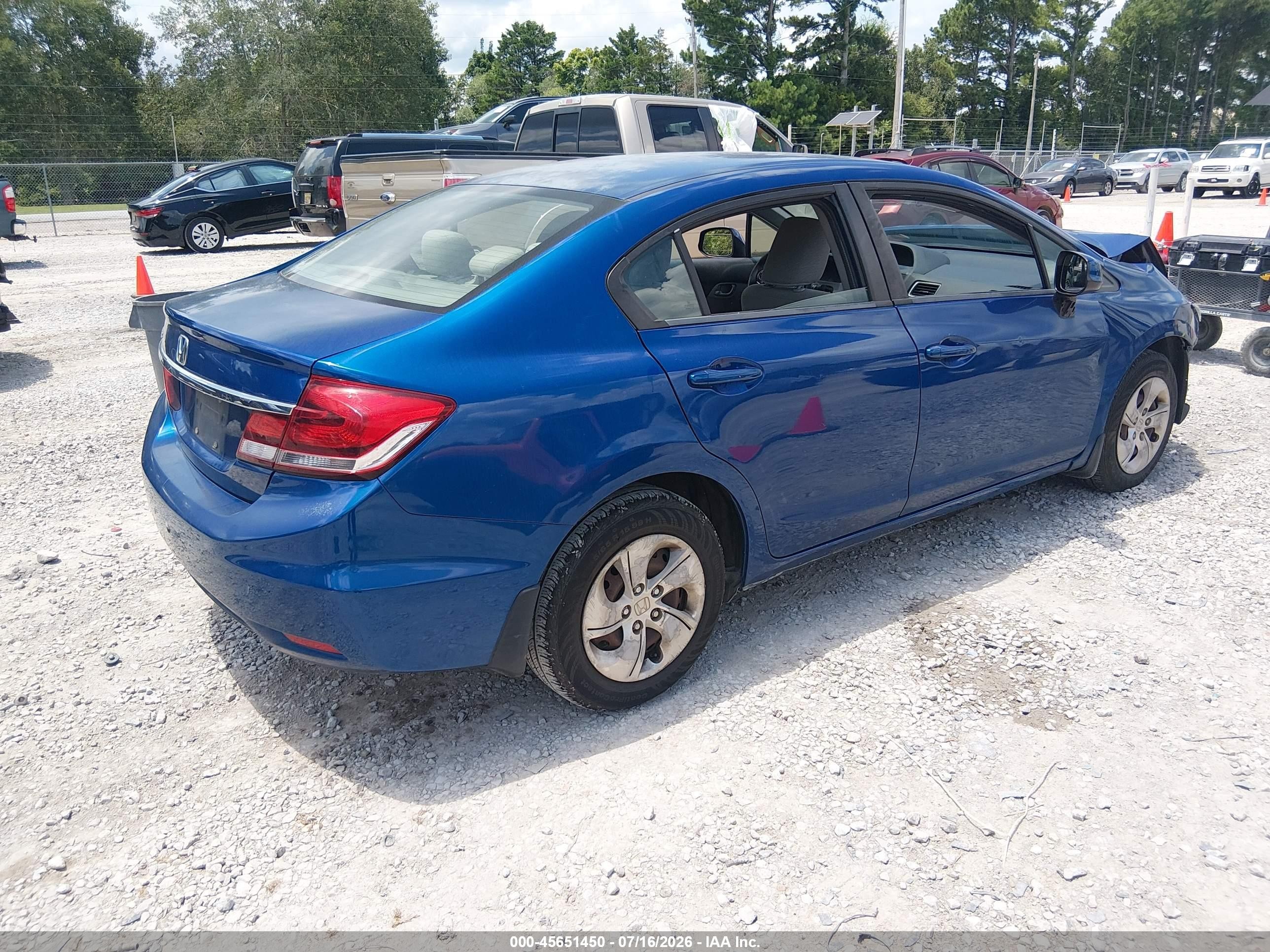 2013 Honda Civic Lx Blue vin: 19XFB2F58DE034820