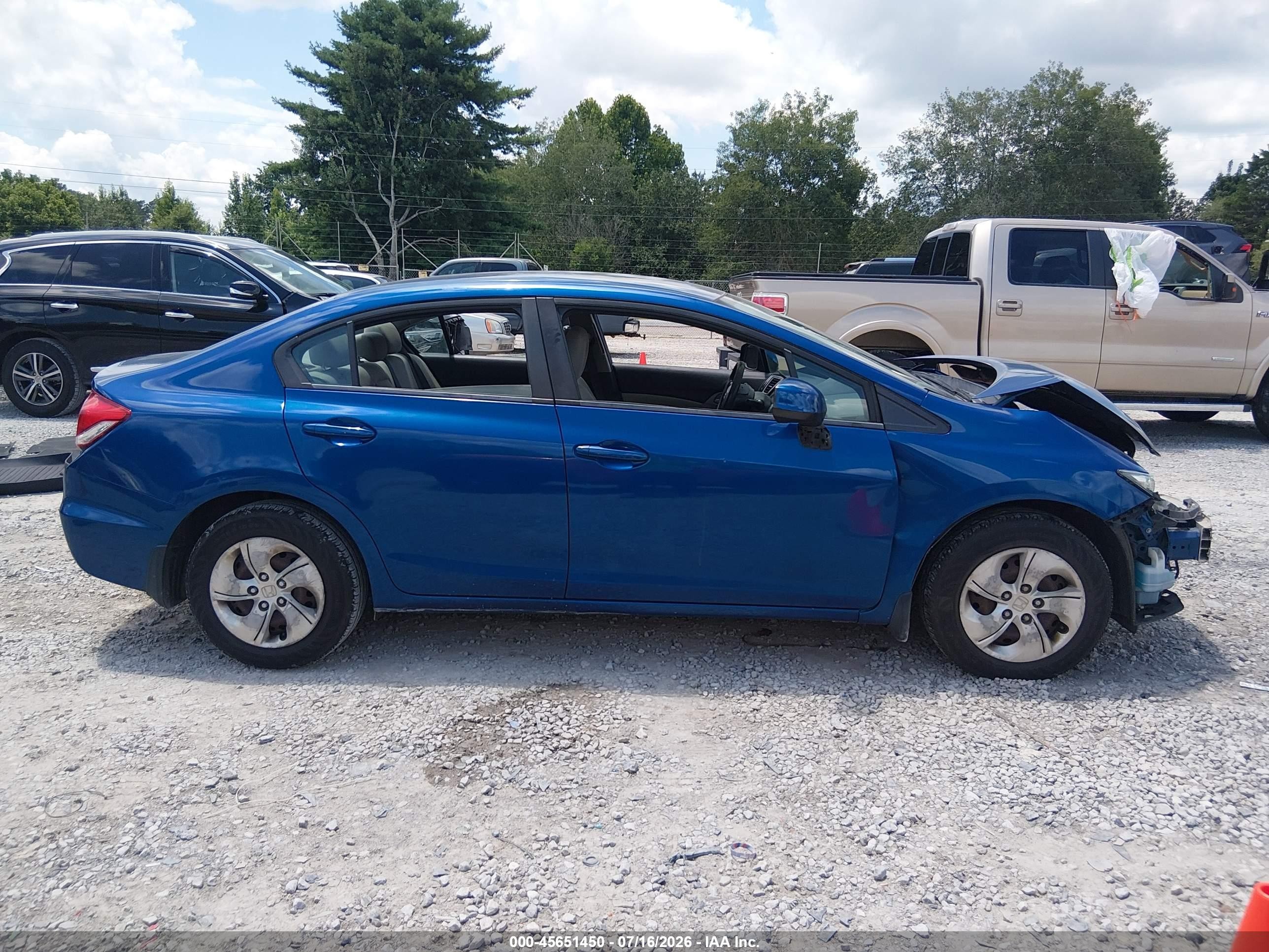 2013 Honda Civic Lx Blue vin: 19XFB2F58DE034820