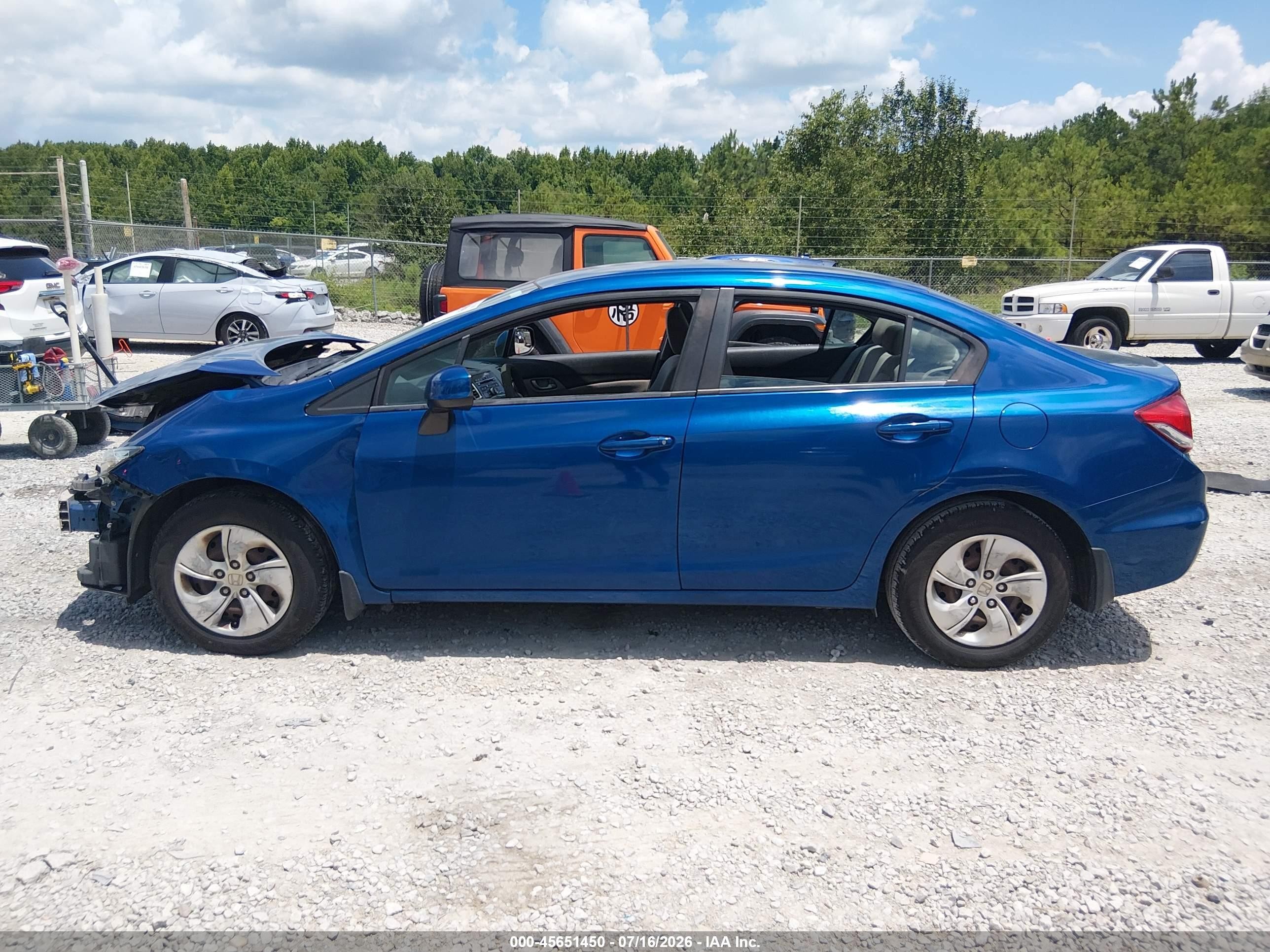 2013 Honda Civic Lx Blue vin: 19XFB2F58DE034820