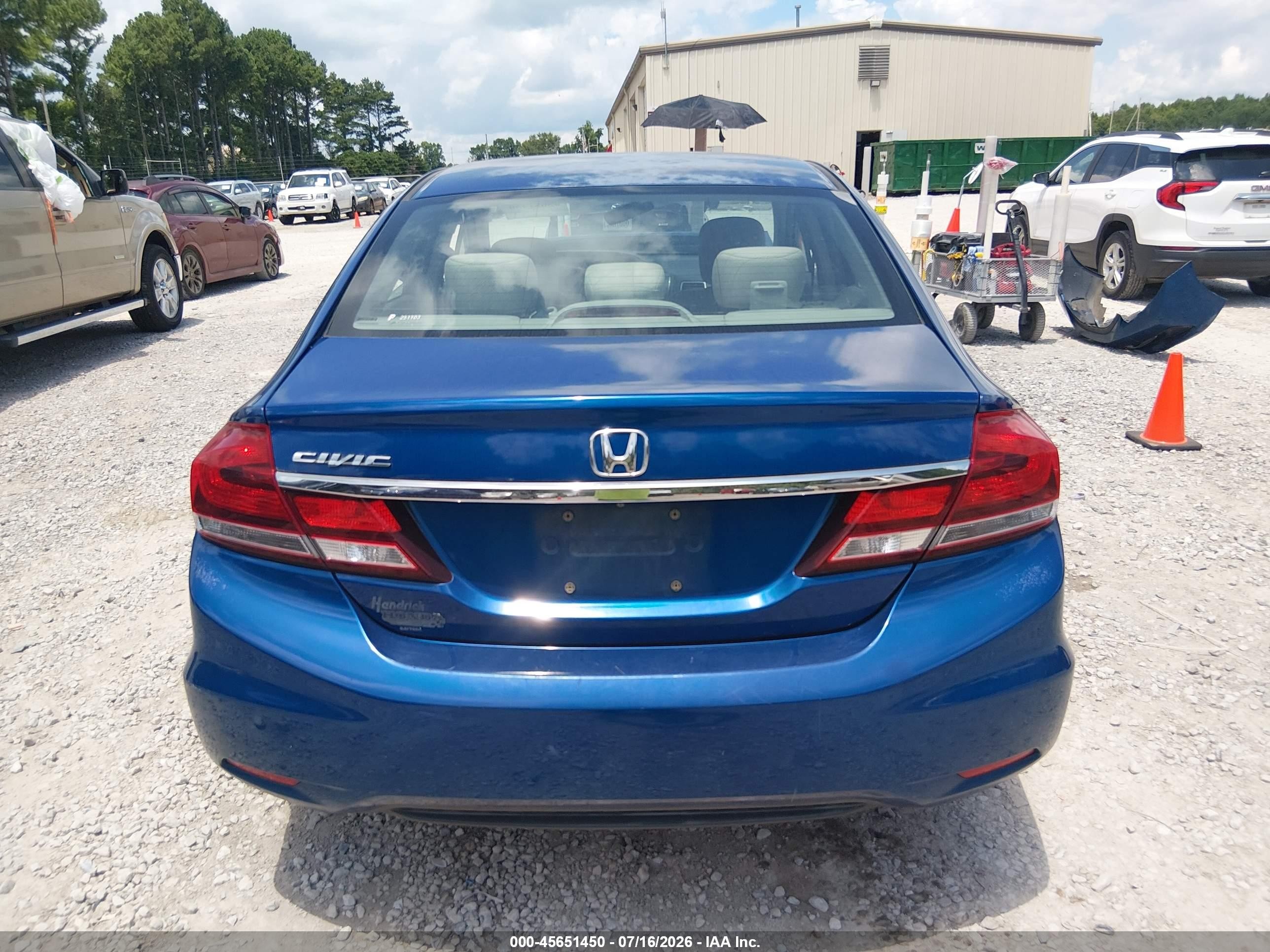 2013 Honda Civic Lx Blue vin: 19XFB2F58DE034820