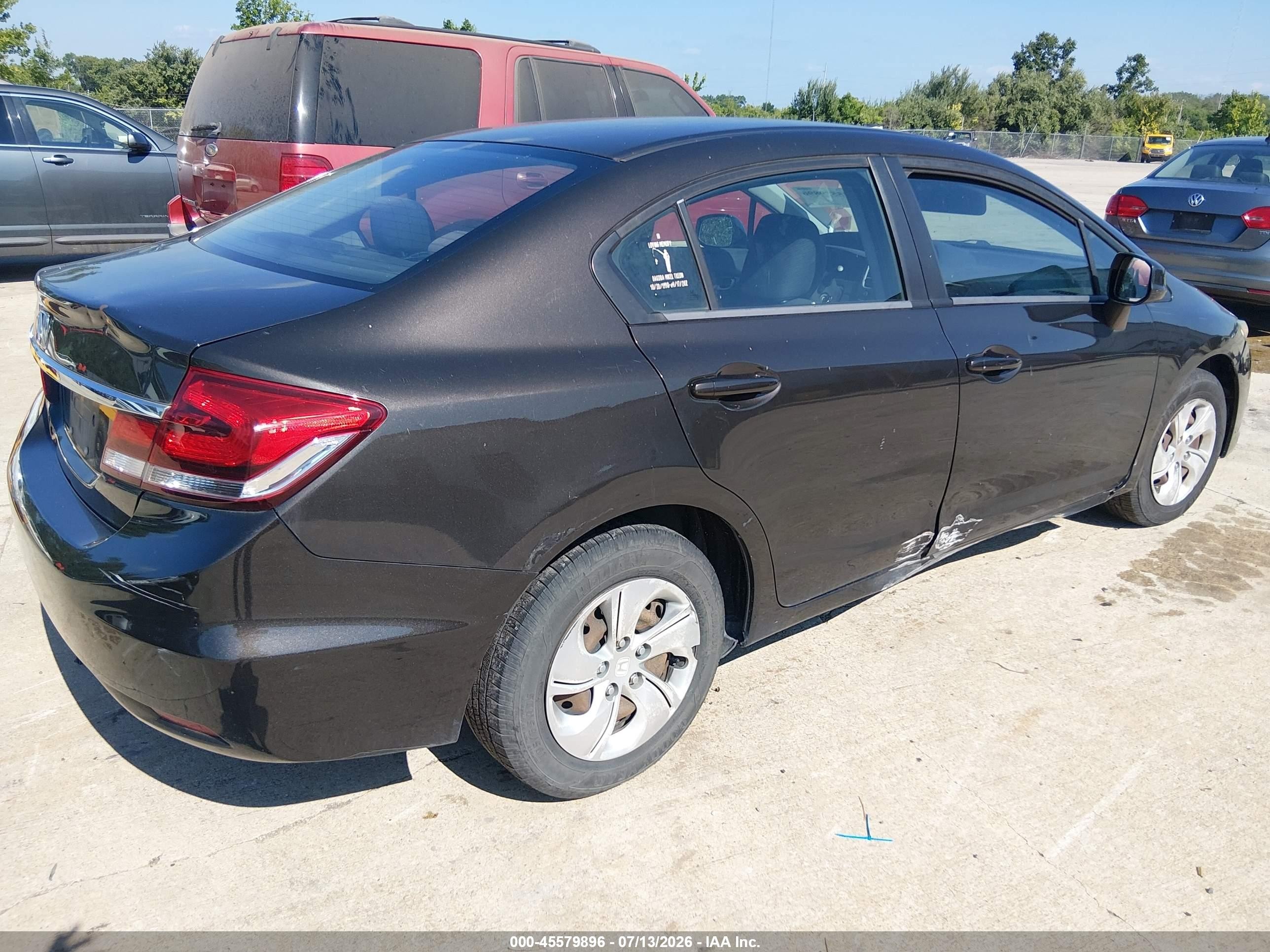 2013 Honda Civic Lx Black vin: 19XFB2F58DE057286