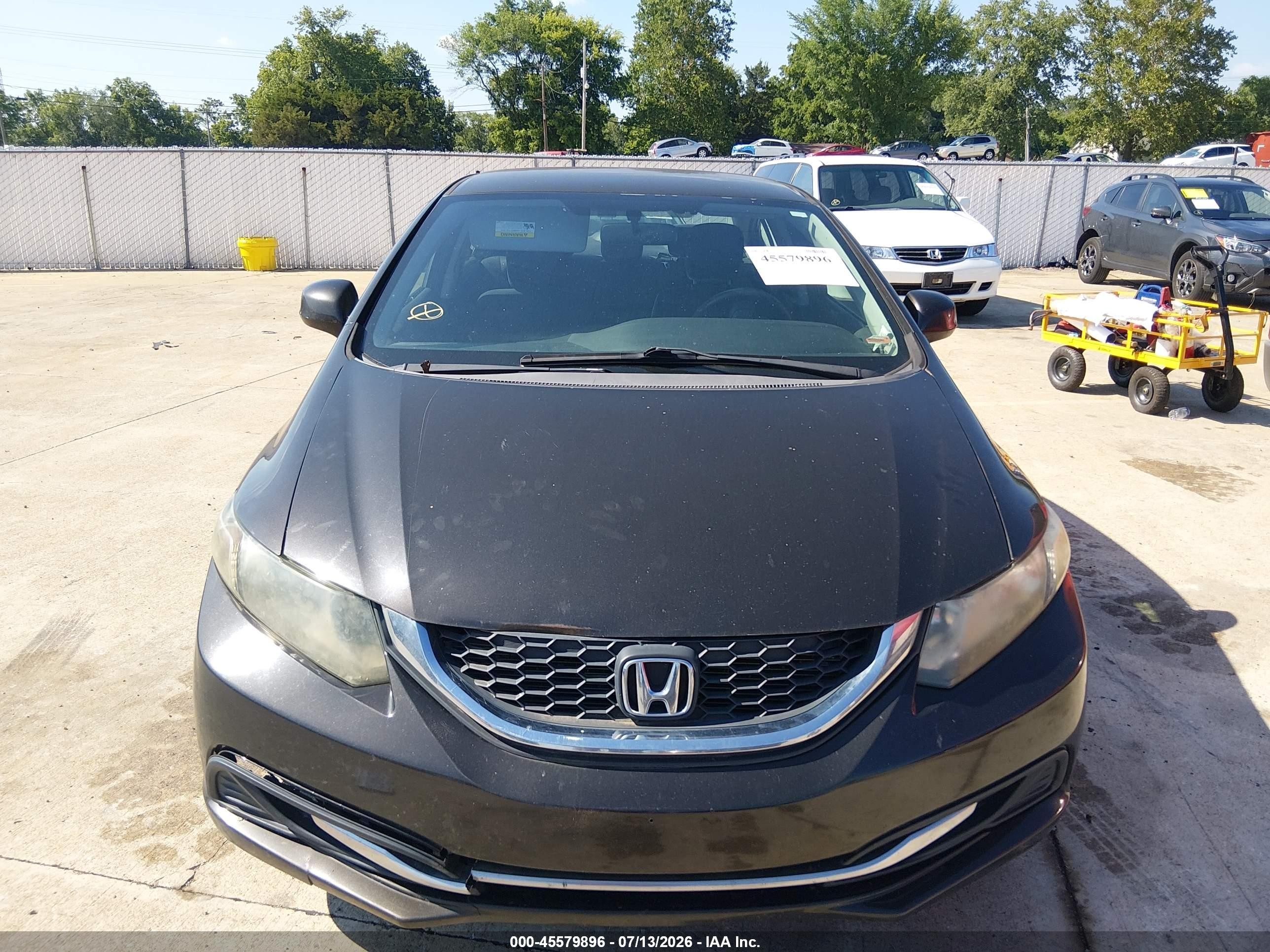 2013 Honda Civic Lx Black vin: 19XFB2F58DE057286