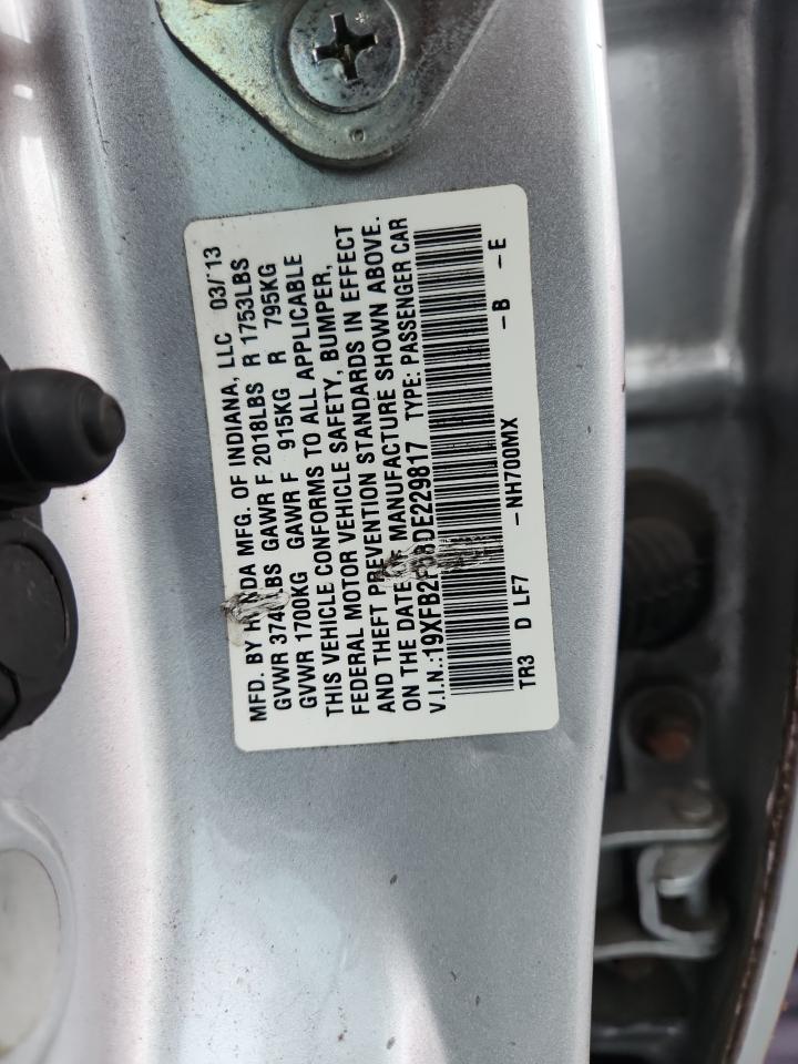 2013 Honda Civic Lx Silver vin: 19XFB2F58DE229817