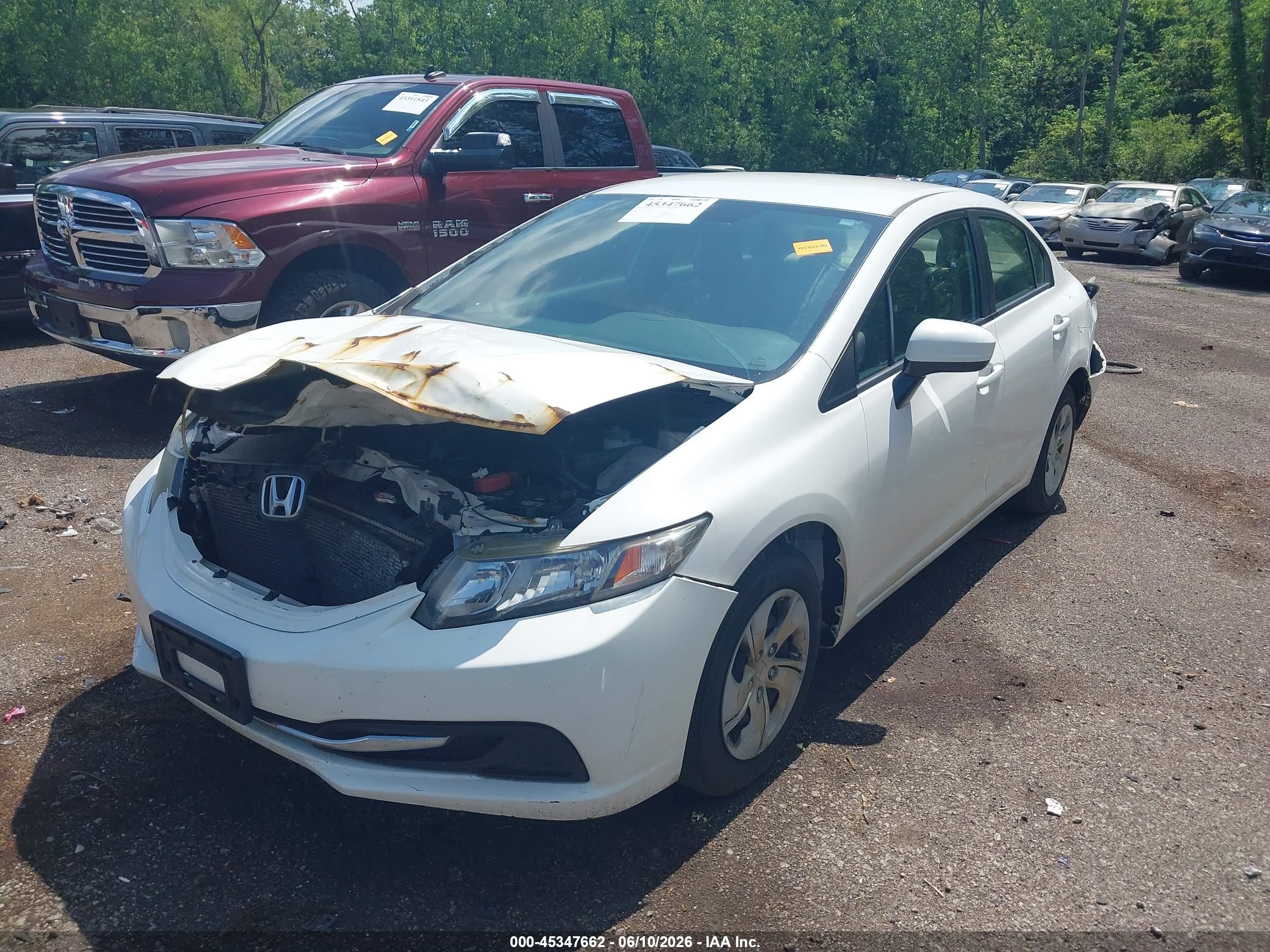 2014 Honda Civic Lx White vin: 19XFB2F58EE016898