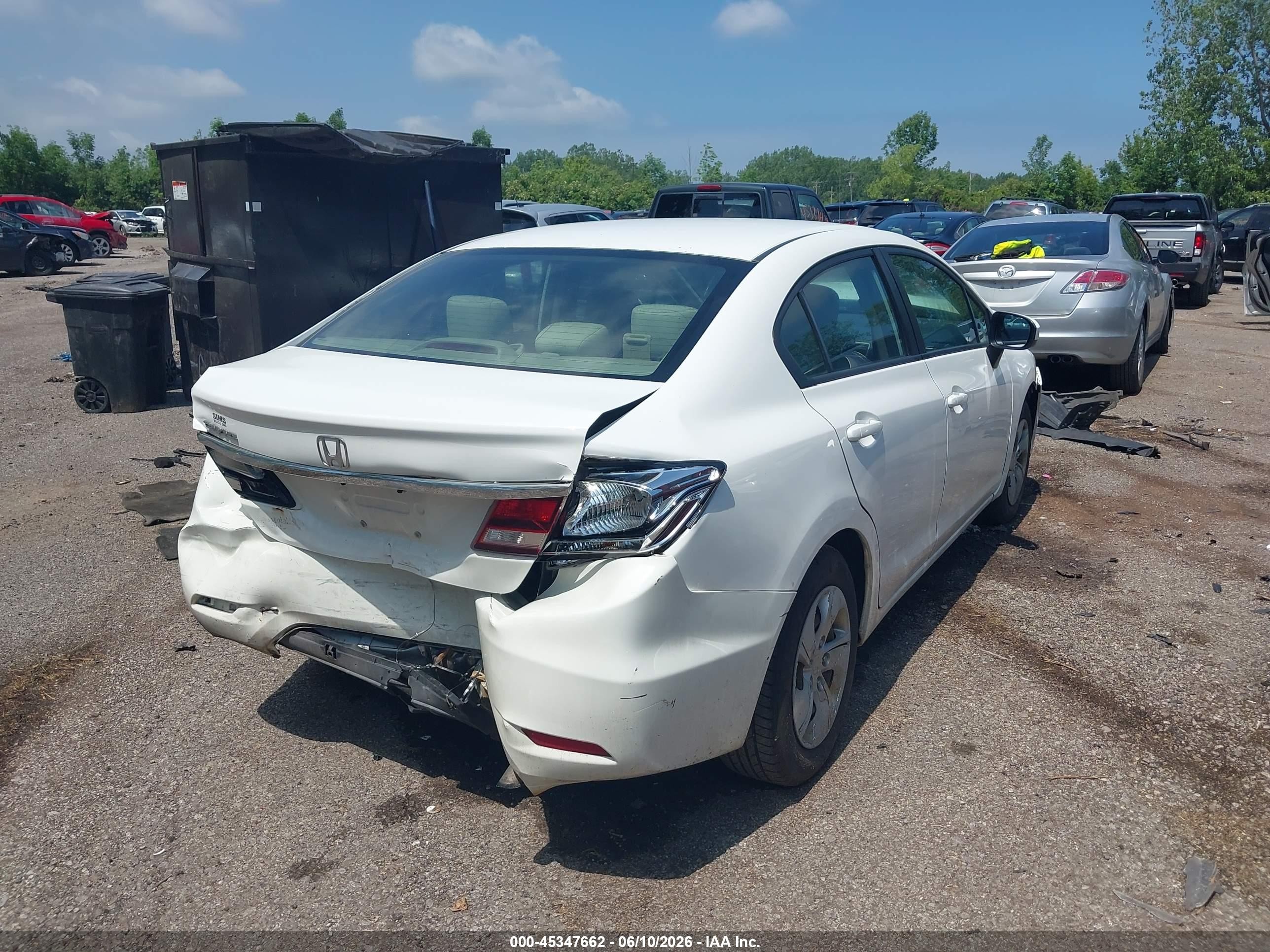 2014 Honda Civic Lx White vin: 19XFB2F58EE016898