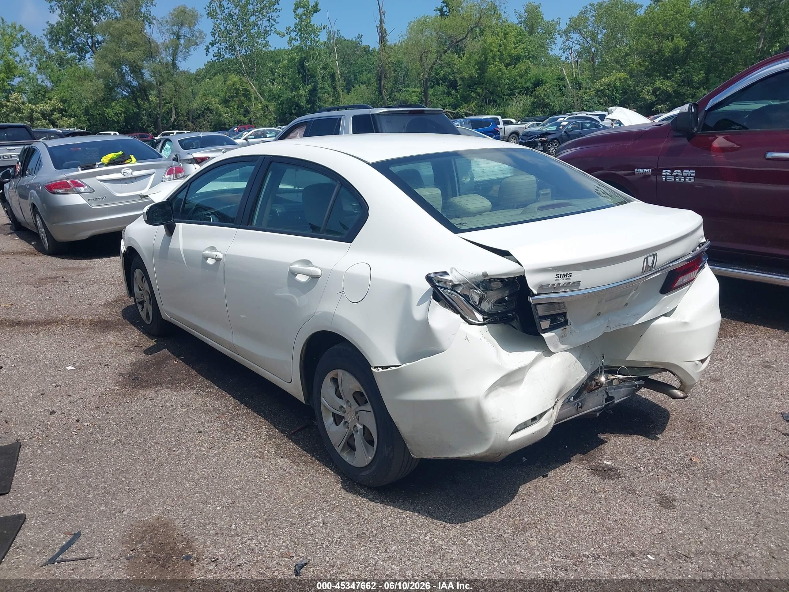 2014 Honda Civic Lx White vin: 19XFB2F58EE016898