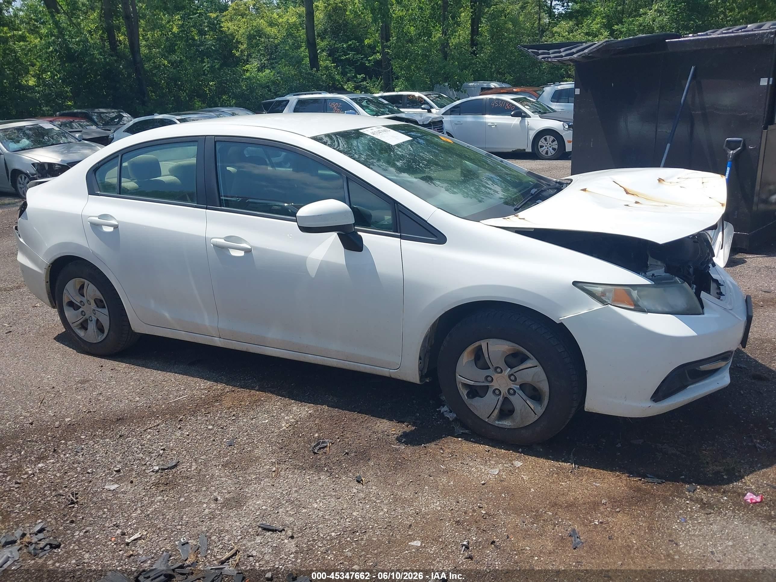 2014 Honda Civic Lx White vin: 19XFB2F58EE016898