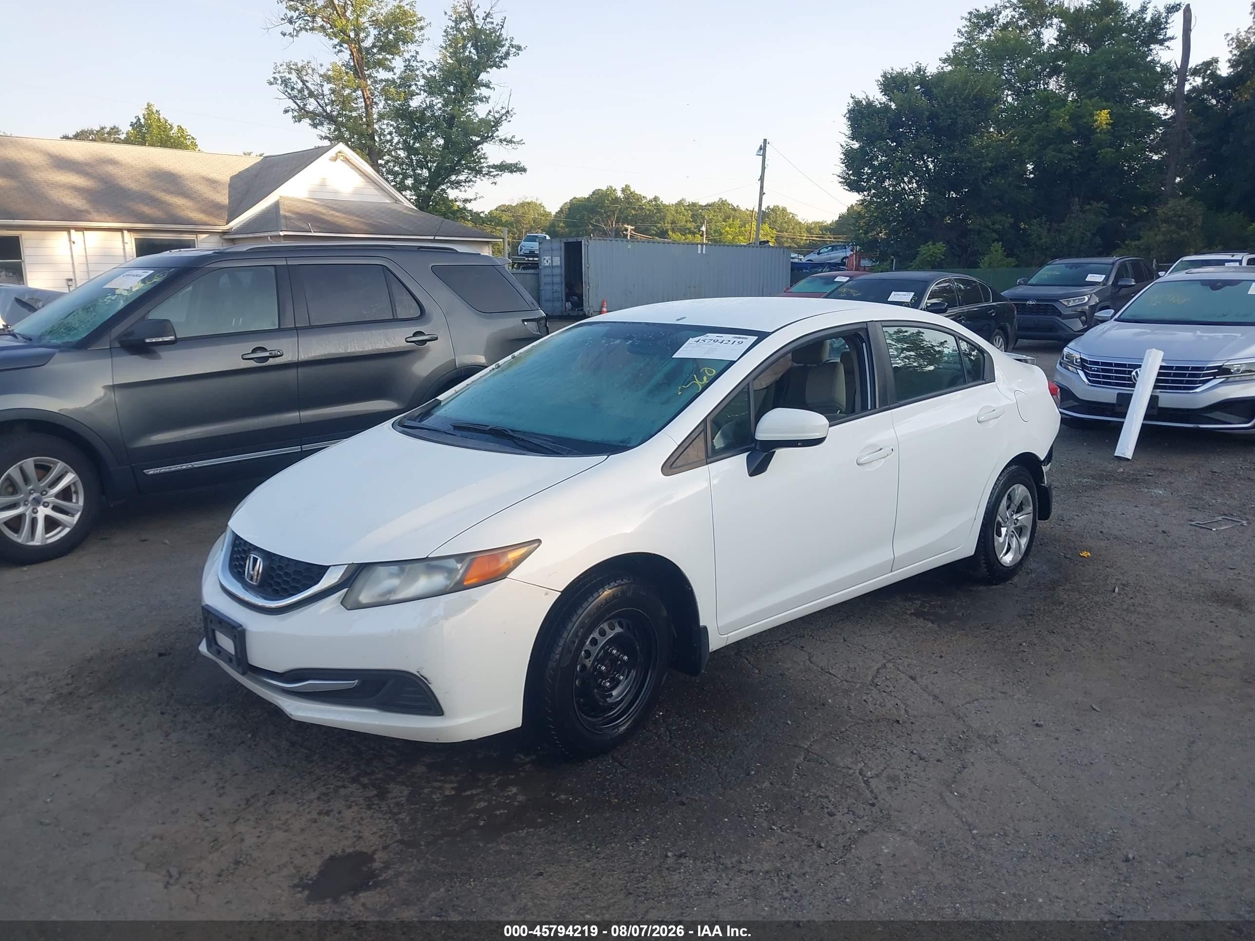 2014 Honda Civic Lx White vin: 19XFB2F58EE033183