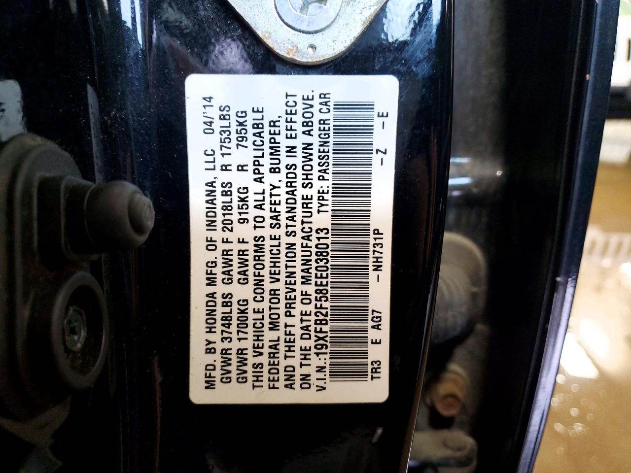 2014 Honda Civic Lx Black vin: 19XFB2F58EE038013