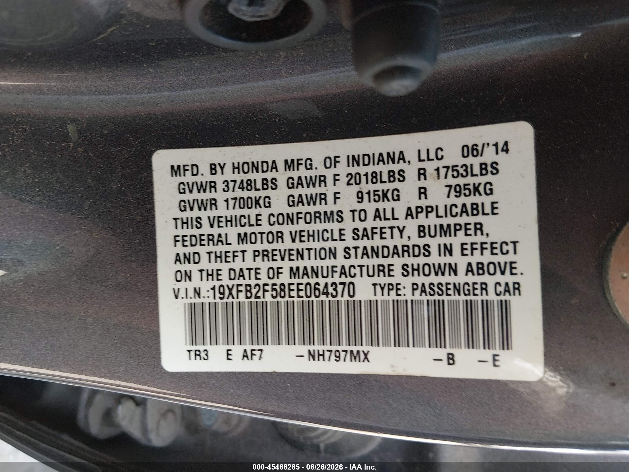 2014 Honda Civic Lx Золотой vin: 19XFB2F58EE064370