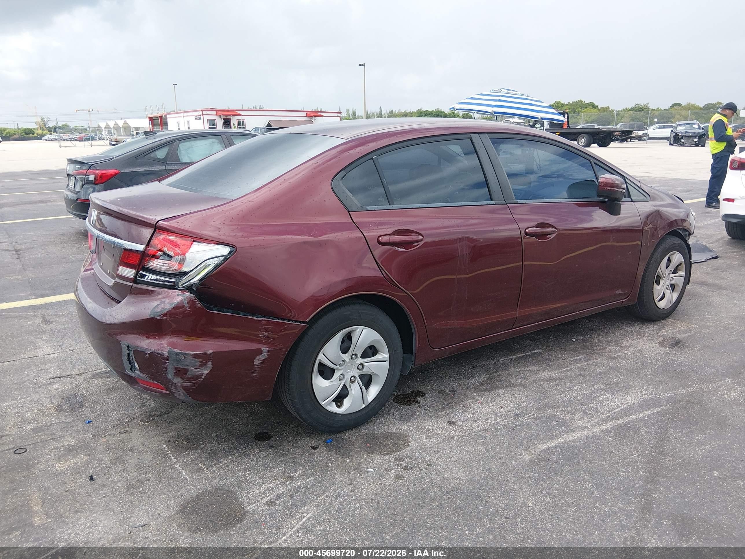 2014 Honda Civic Lx Maroon vin: 19XFB2F58EE080066