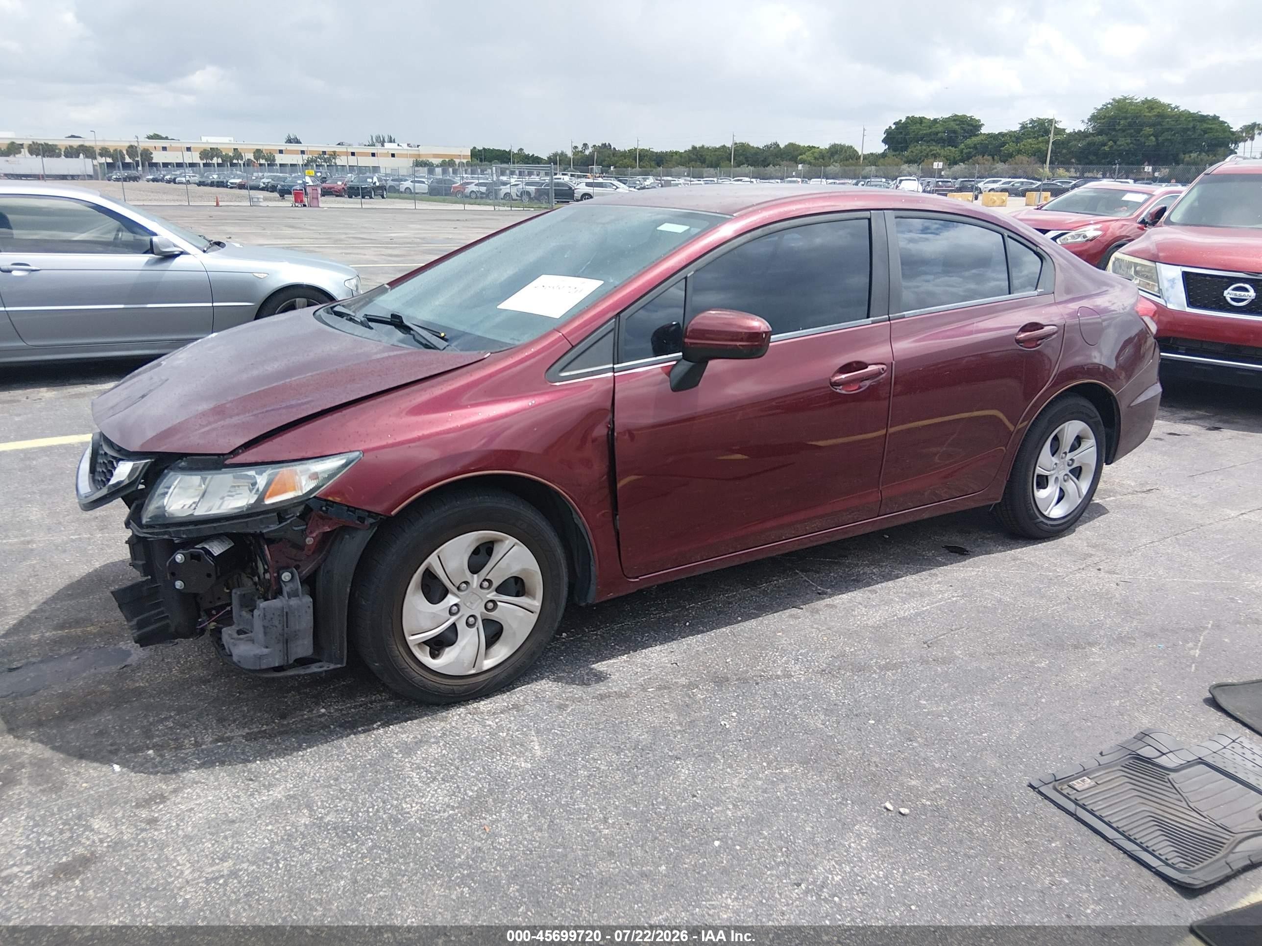 2014 Honda Civic Lx Maroon vin: 19XFB2F58EE080066