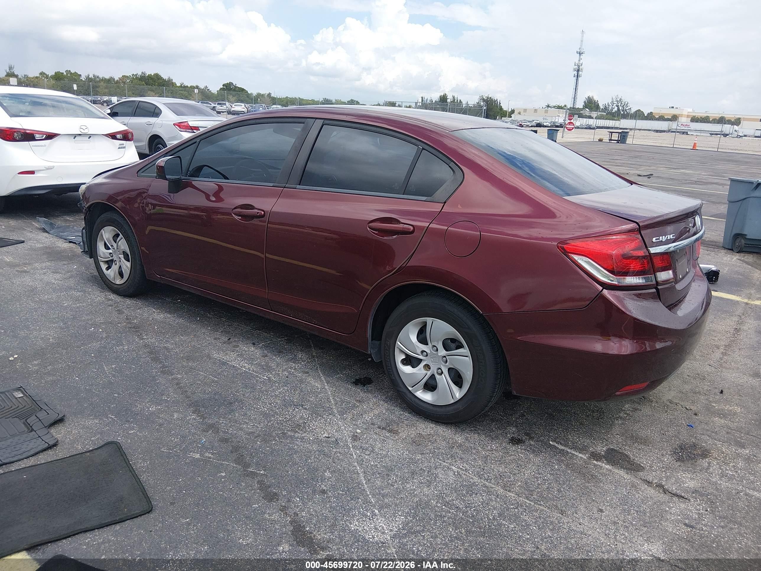 2014 Honda Civic Lx Maroon vin: 19XFB2F58EE080066