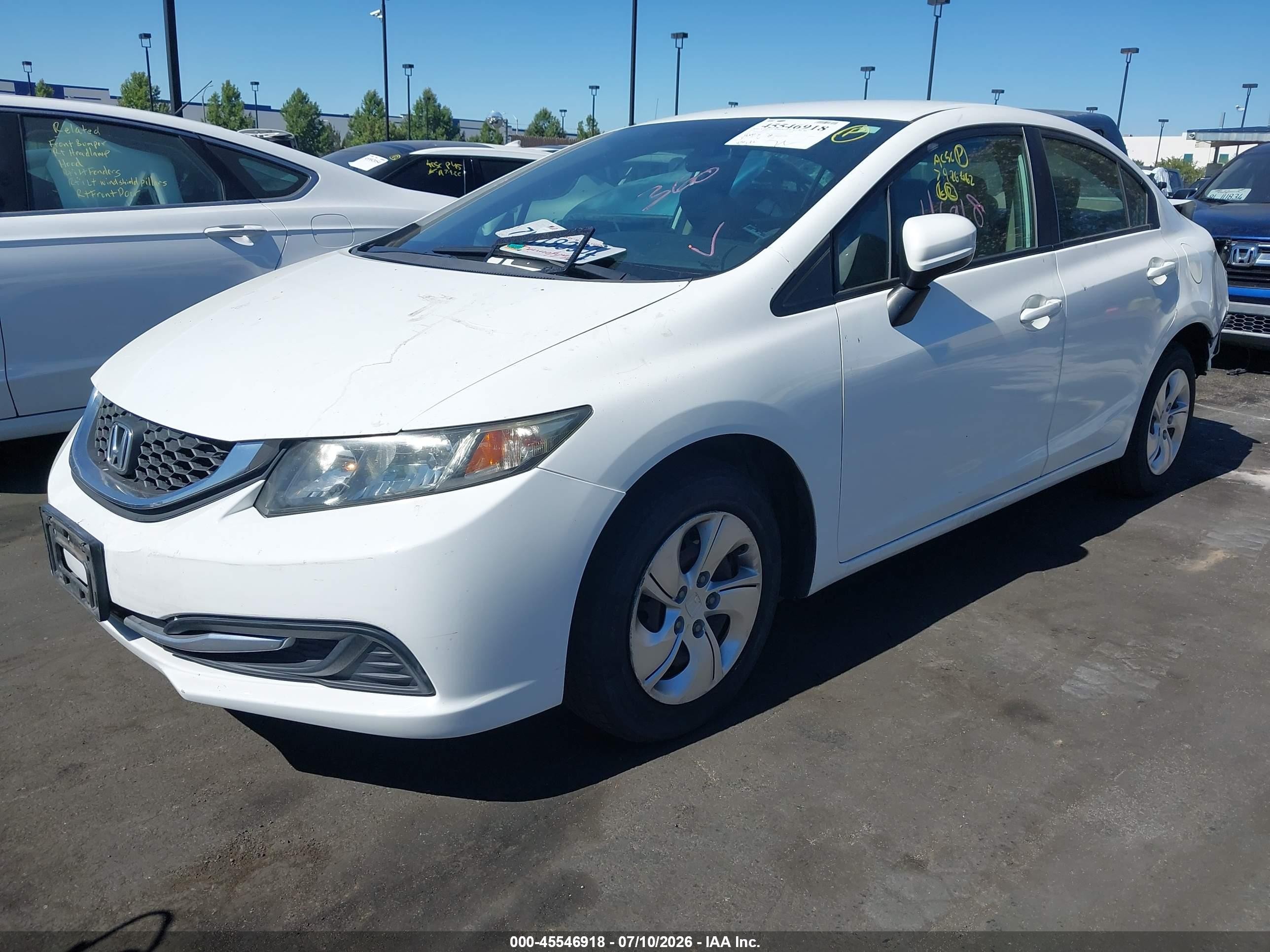 2014 Honda Civic Lx White vin: 19XFB2F58EE211187