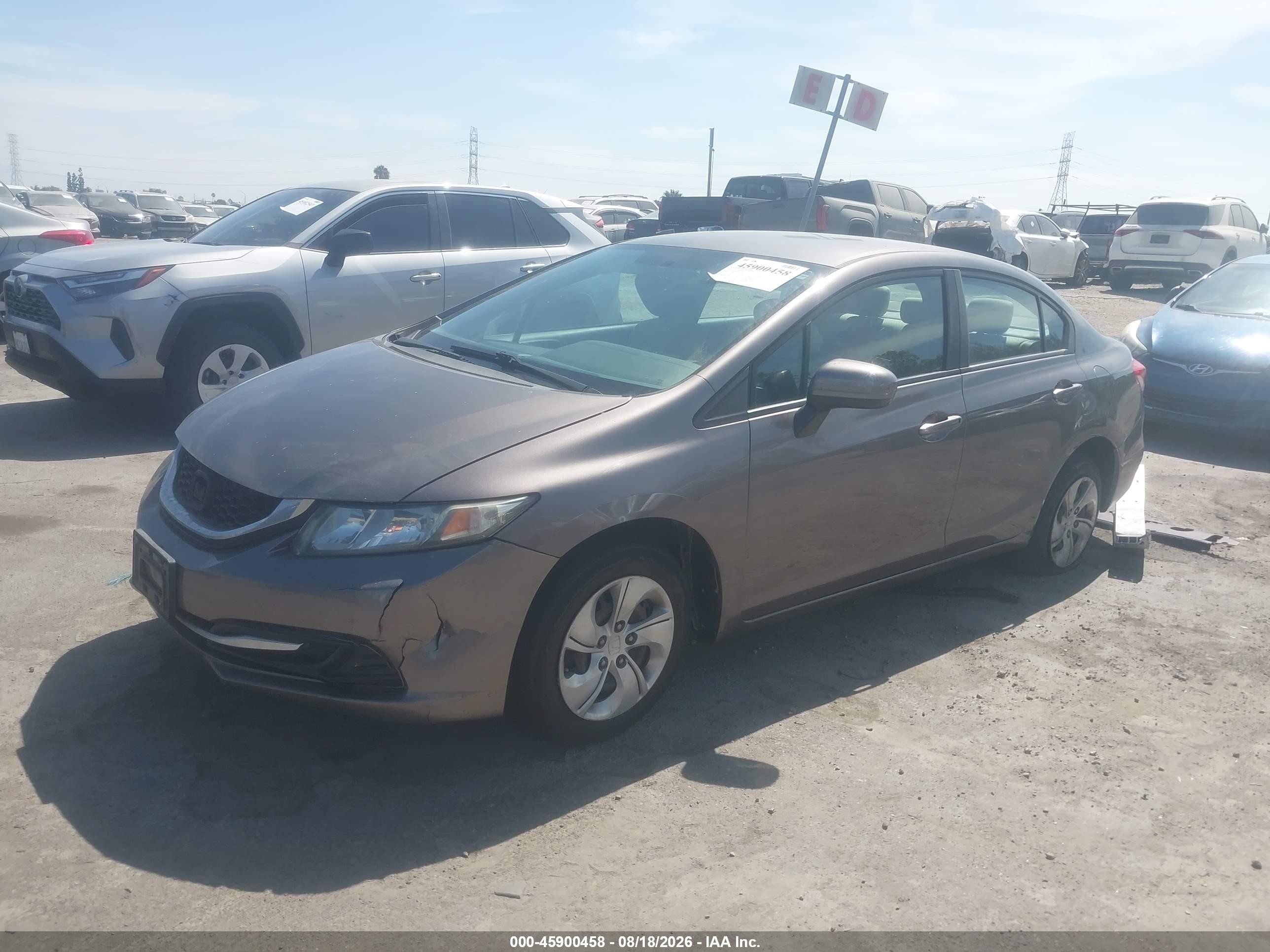 2014 Honda Civic Lx Gray vin: 19XFB2F58EE256193