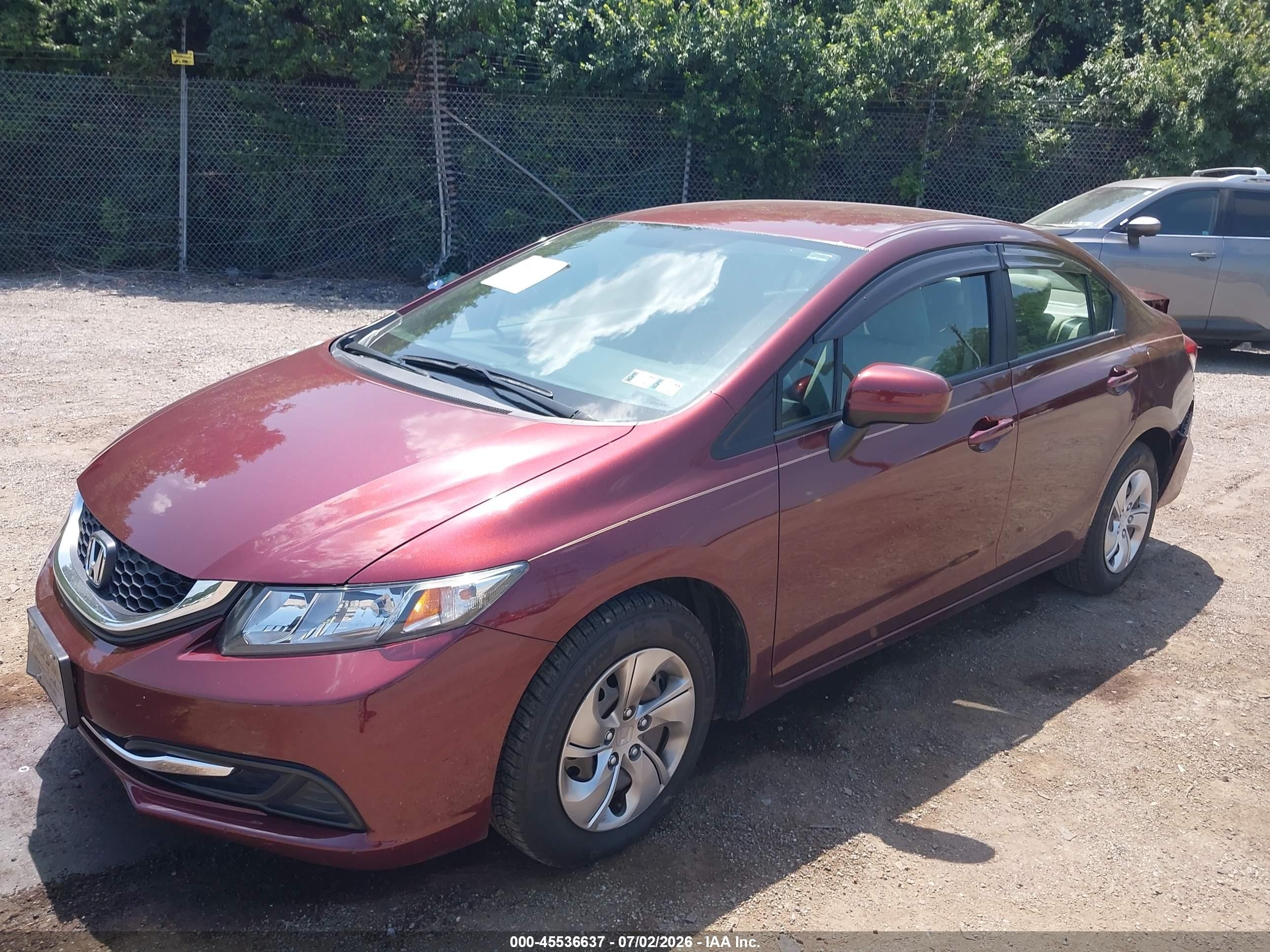 2014 Honda Civic Lx Burgundy vin: 19XFB2F58EE257814