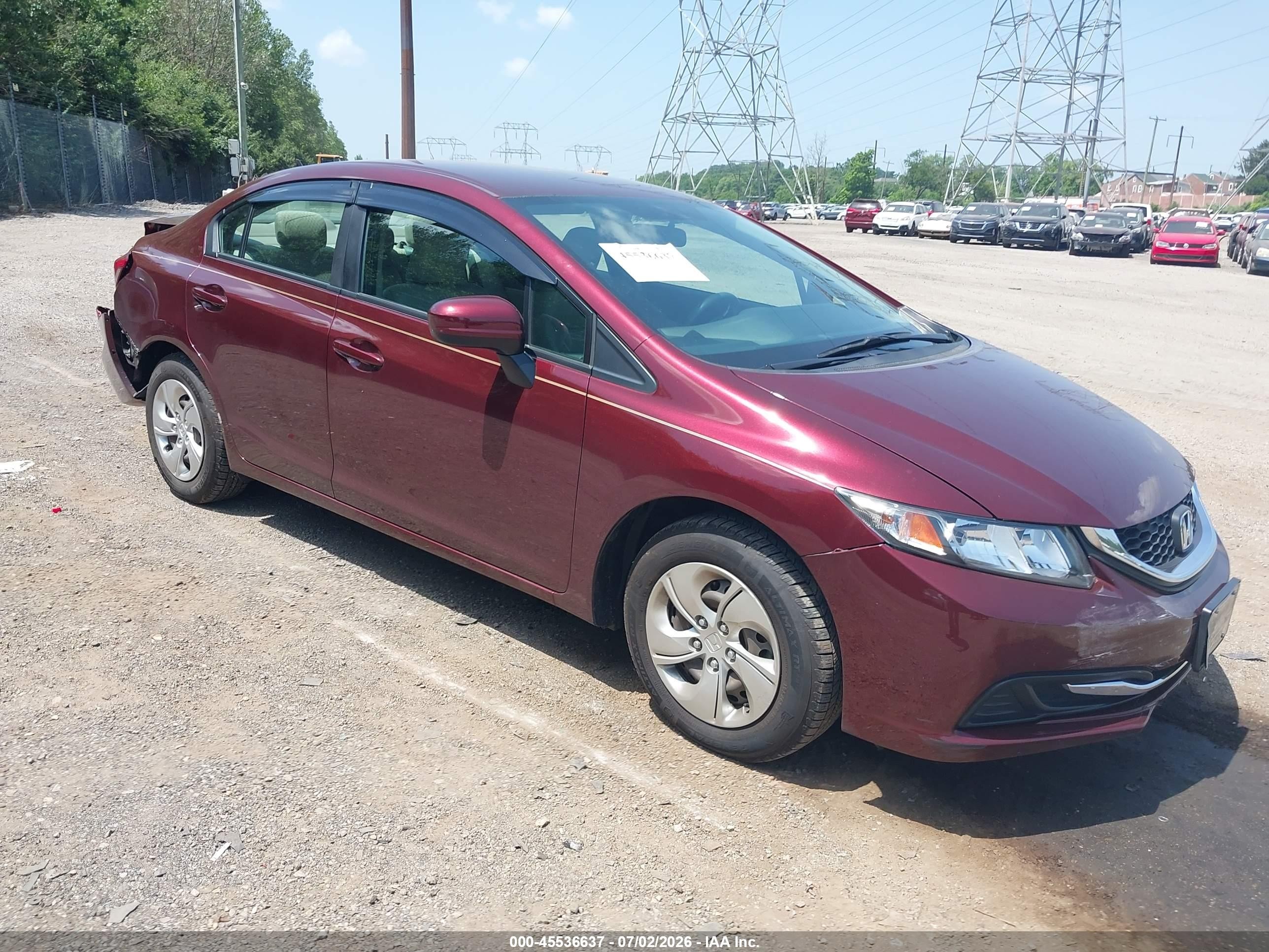 2014 Honda Civic Lx Burgundy vin: 19XFB2F58EE257814