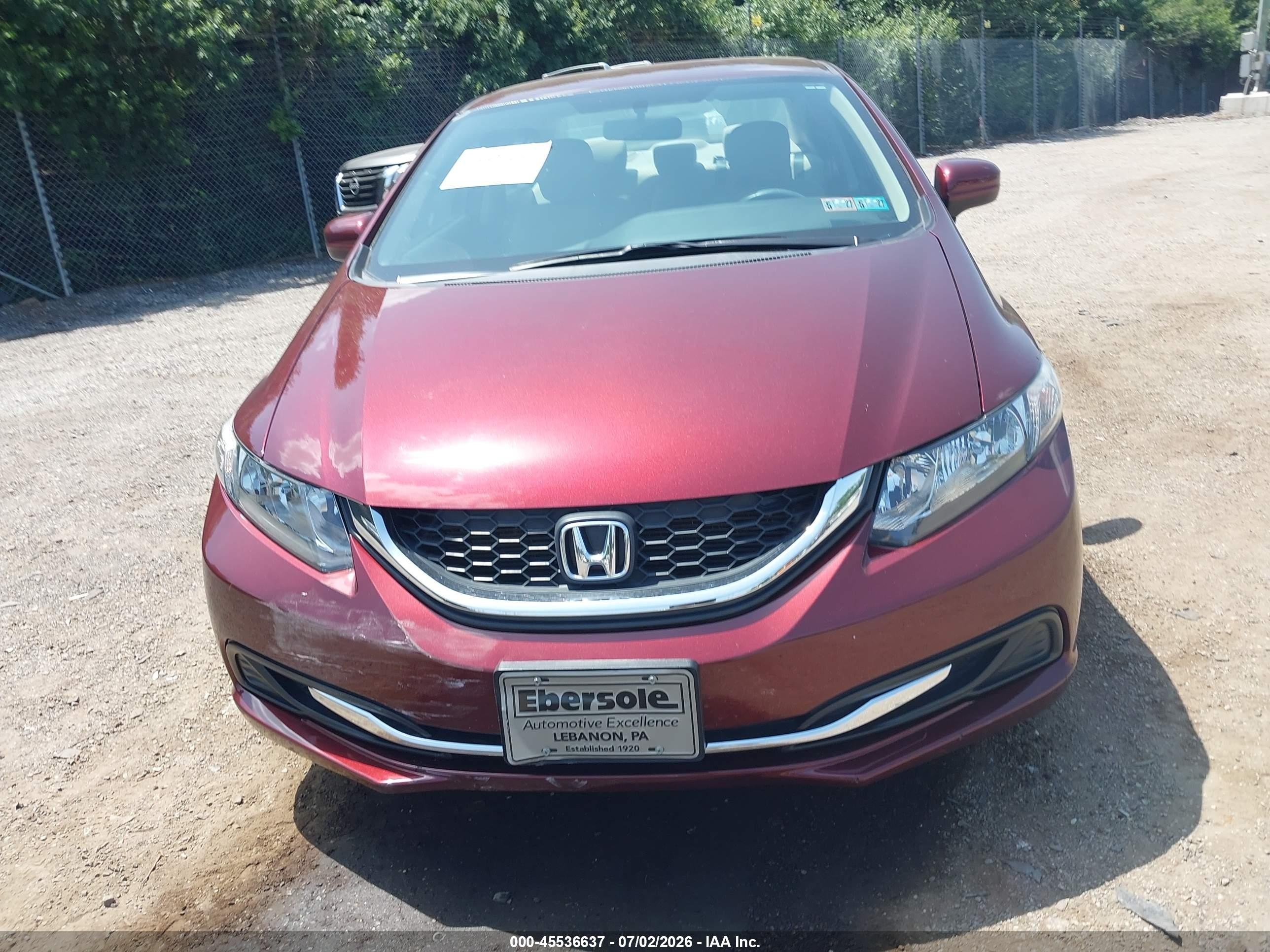2014 Honda Civic Lx Burgundy vin: 19XFB2F58EE257814