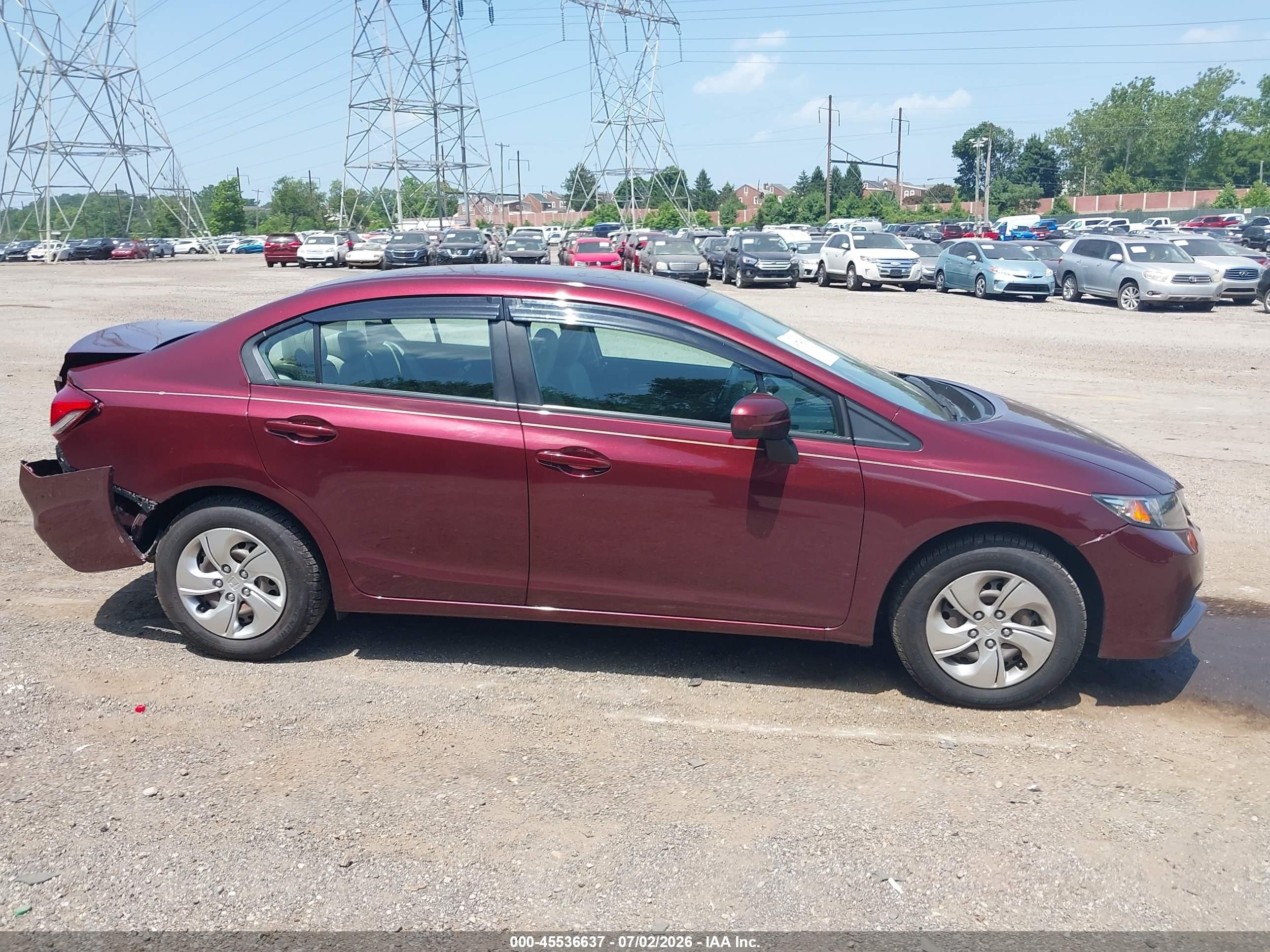 2014 Honda Civic Lx Burgundy vin: 19XFB2F58EE257814