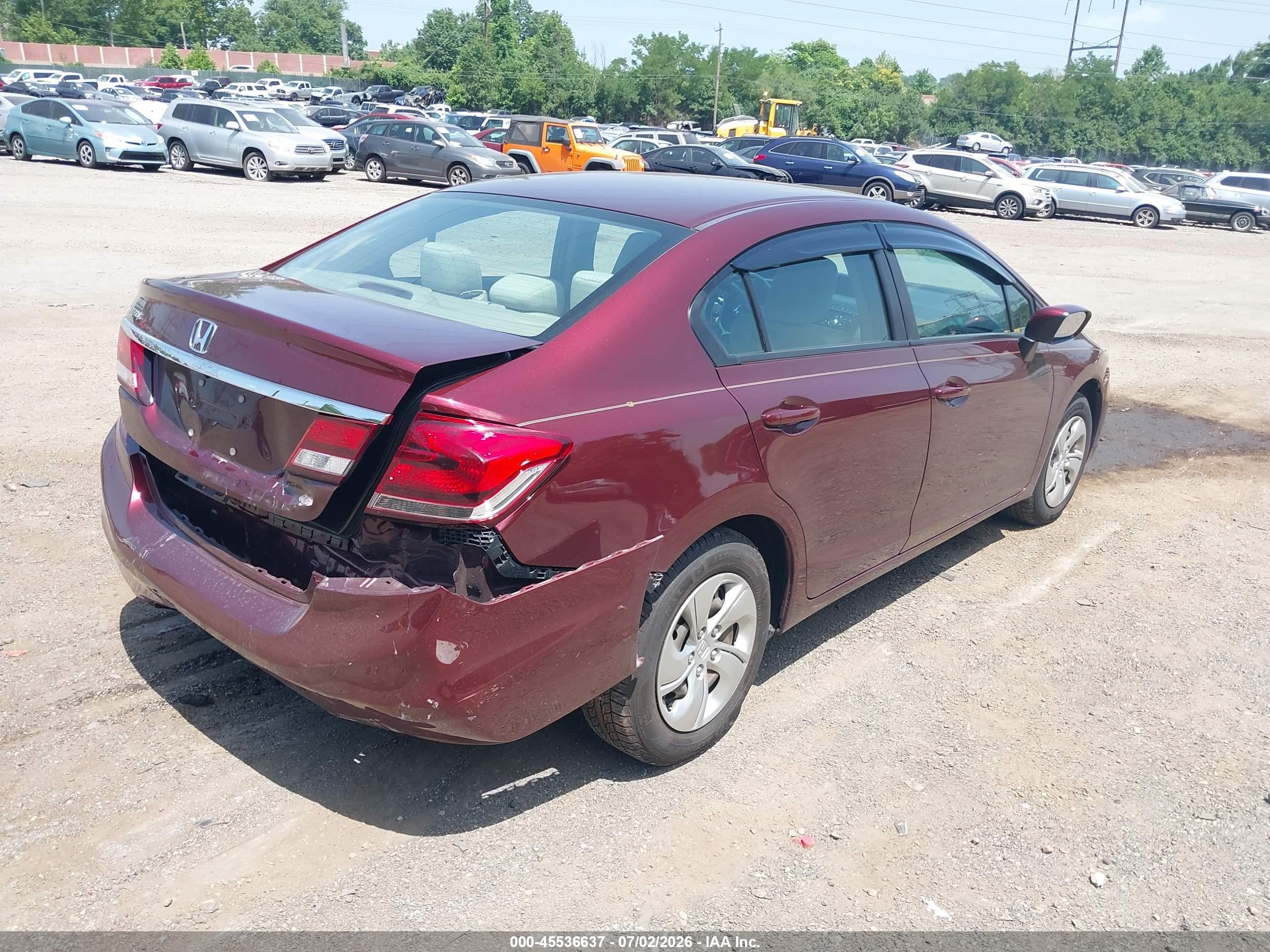 2014 Honda Civic Lx Burgundy vin: 19XFB2F58EE257814