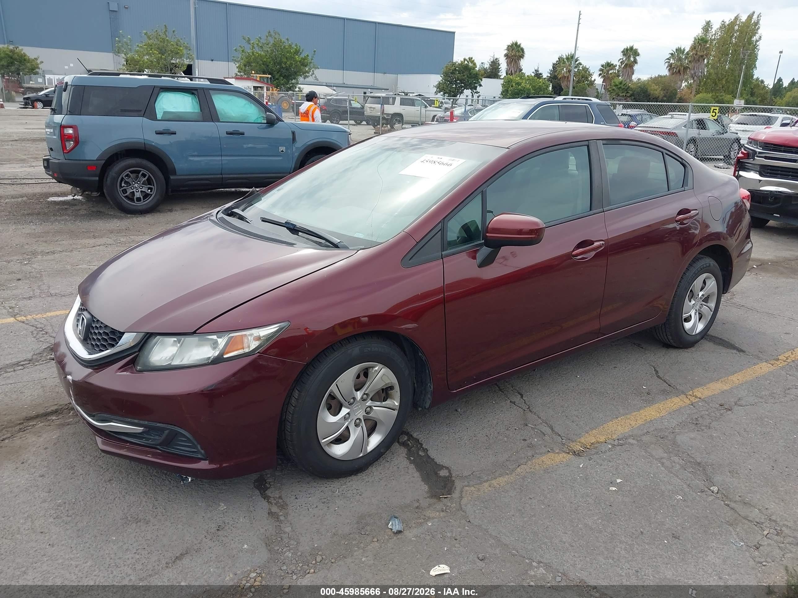 2015 Honda Civic Lx Maroon vin: 19XFB2F58FE115156