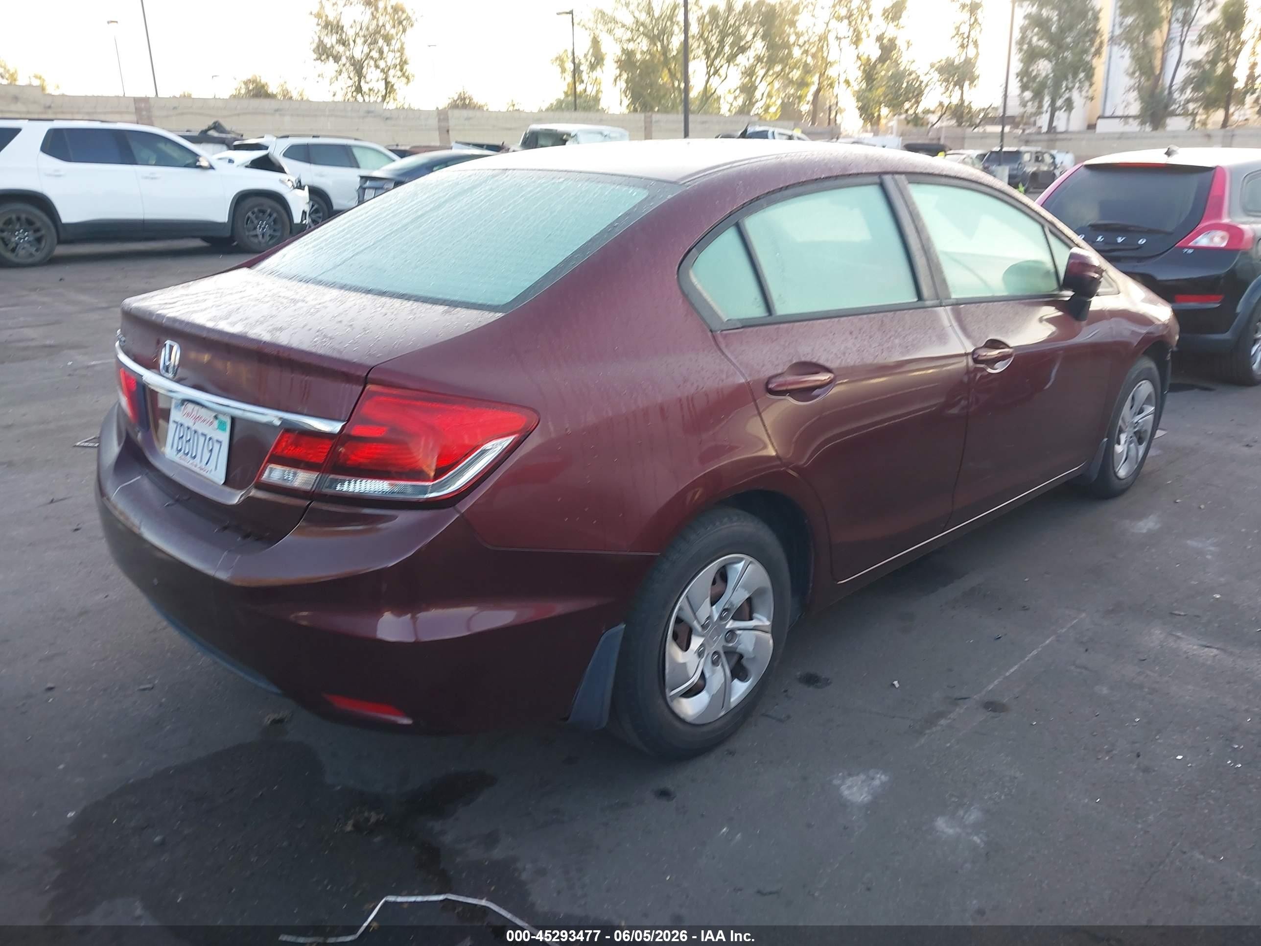 2015 Honda Civic Lx Burgundy vin: 19XFB2F58FE226953