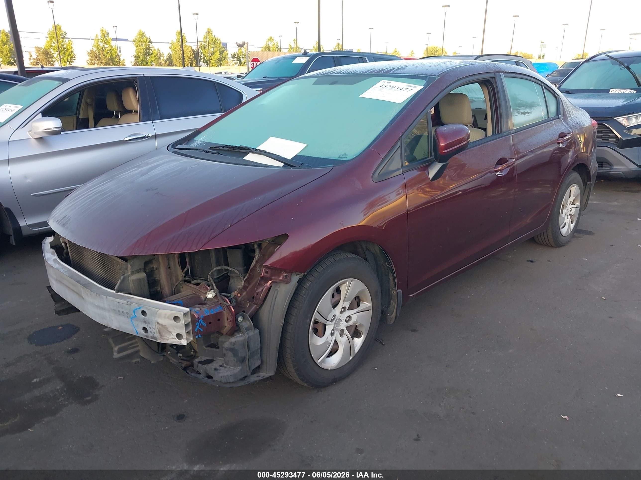 2015 Honda Civic Lx Burgundy vin: 19XFB2F58FE226953
