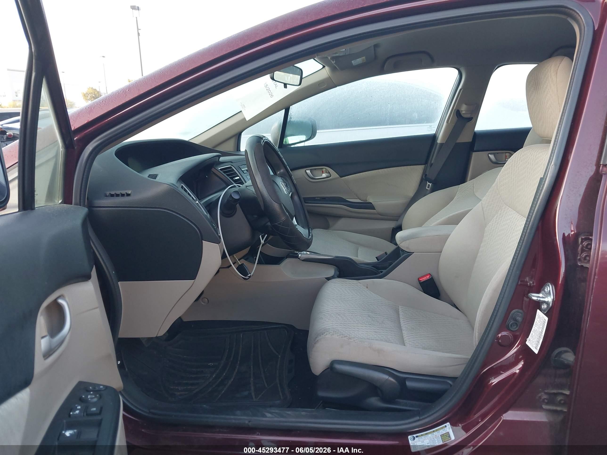 2015 Honda Civic Lx Burgundy vin: 19XFB2F58FE226953