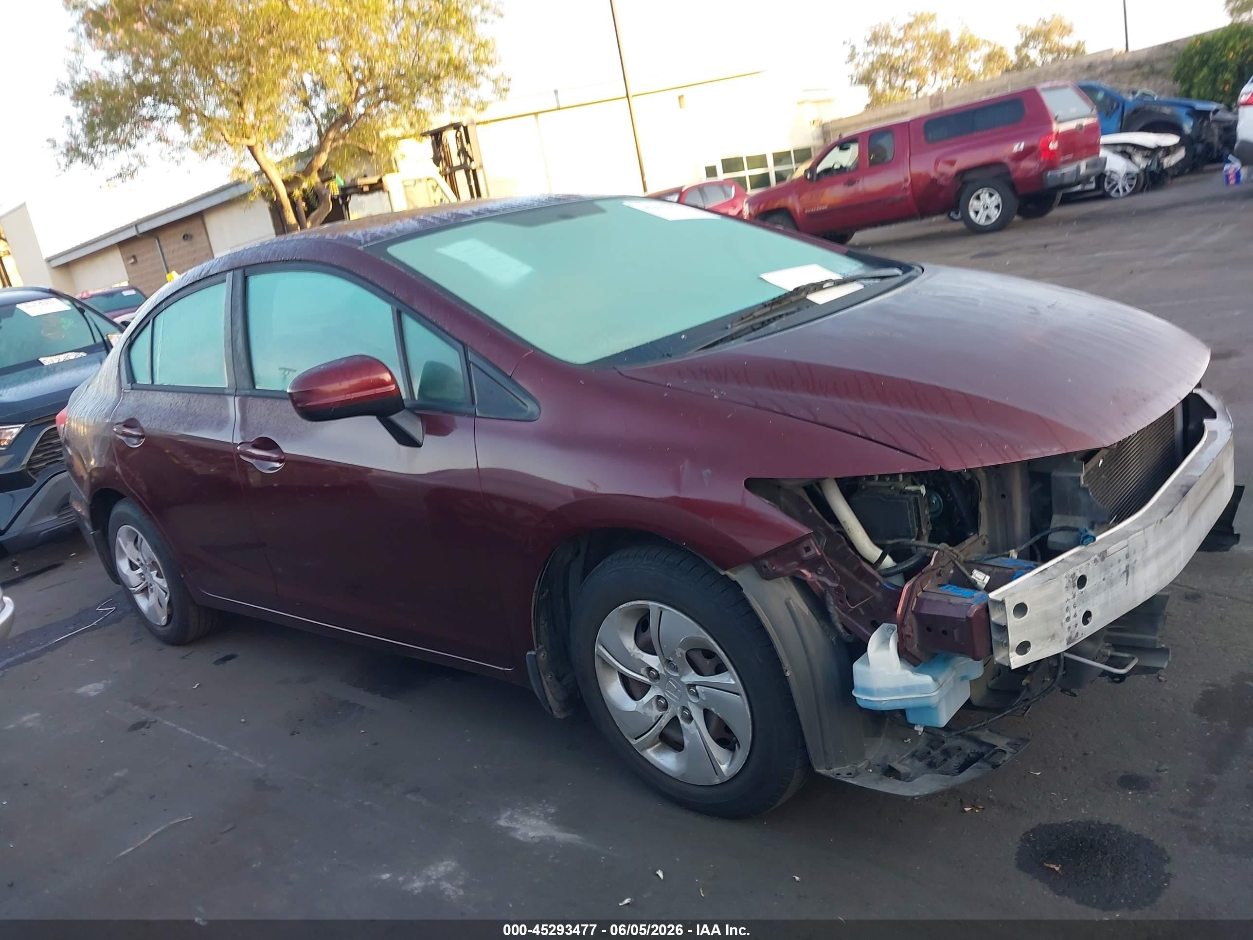 2015 Honda Civic Lx Burgundy vin: 19XFB2F58FE226953