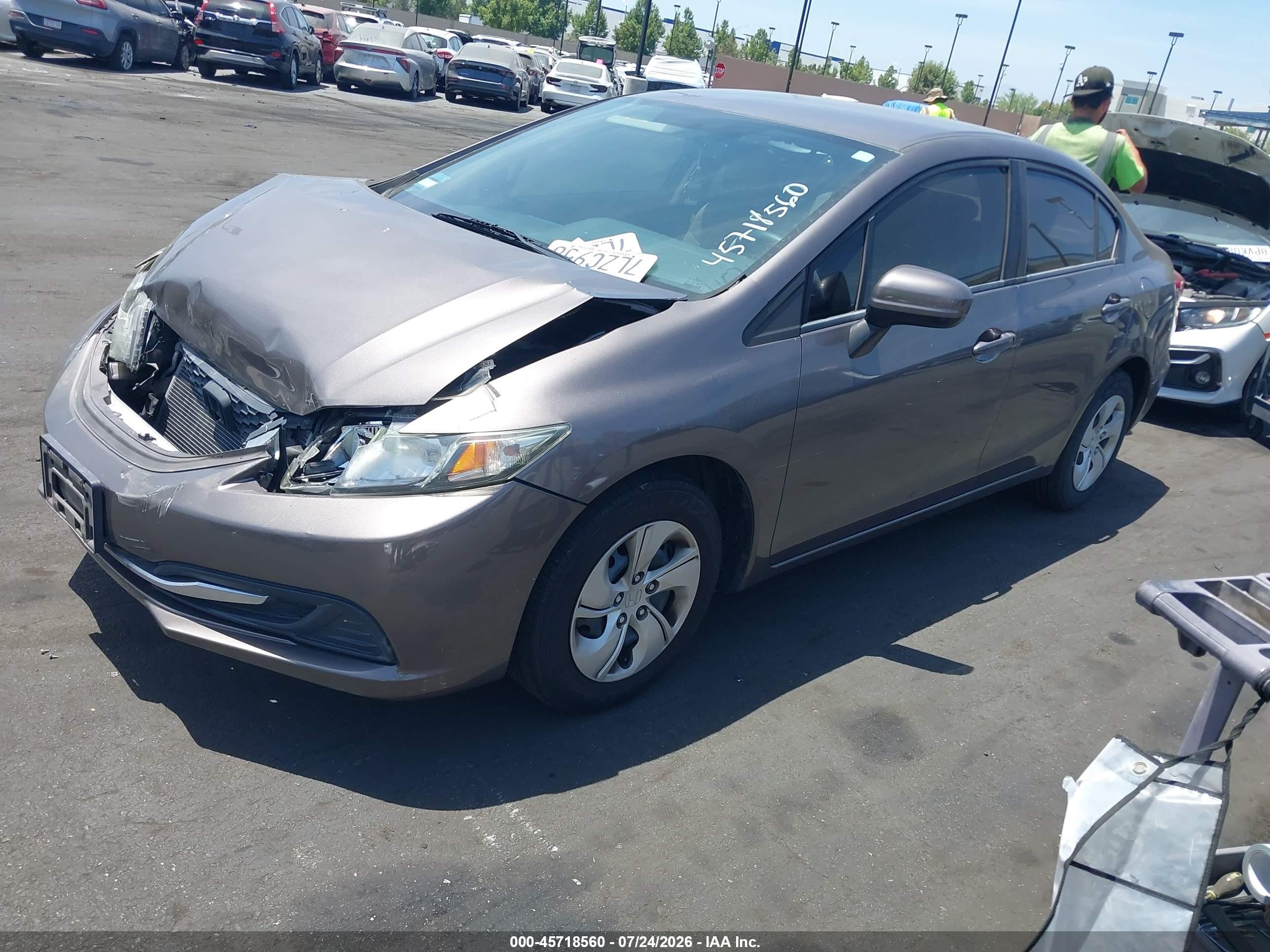 2015 Honda Civic Lx Gray vin: 19XFB2F58FE239685