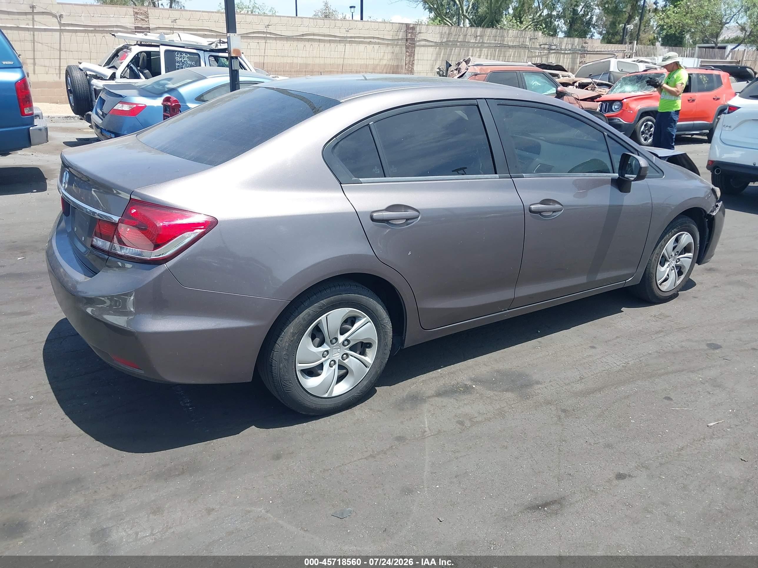 2015 Honda Civic Lx Gray vin: 19XFB2F58FE239685