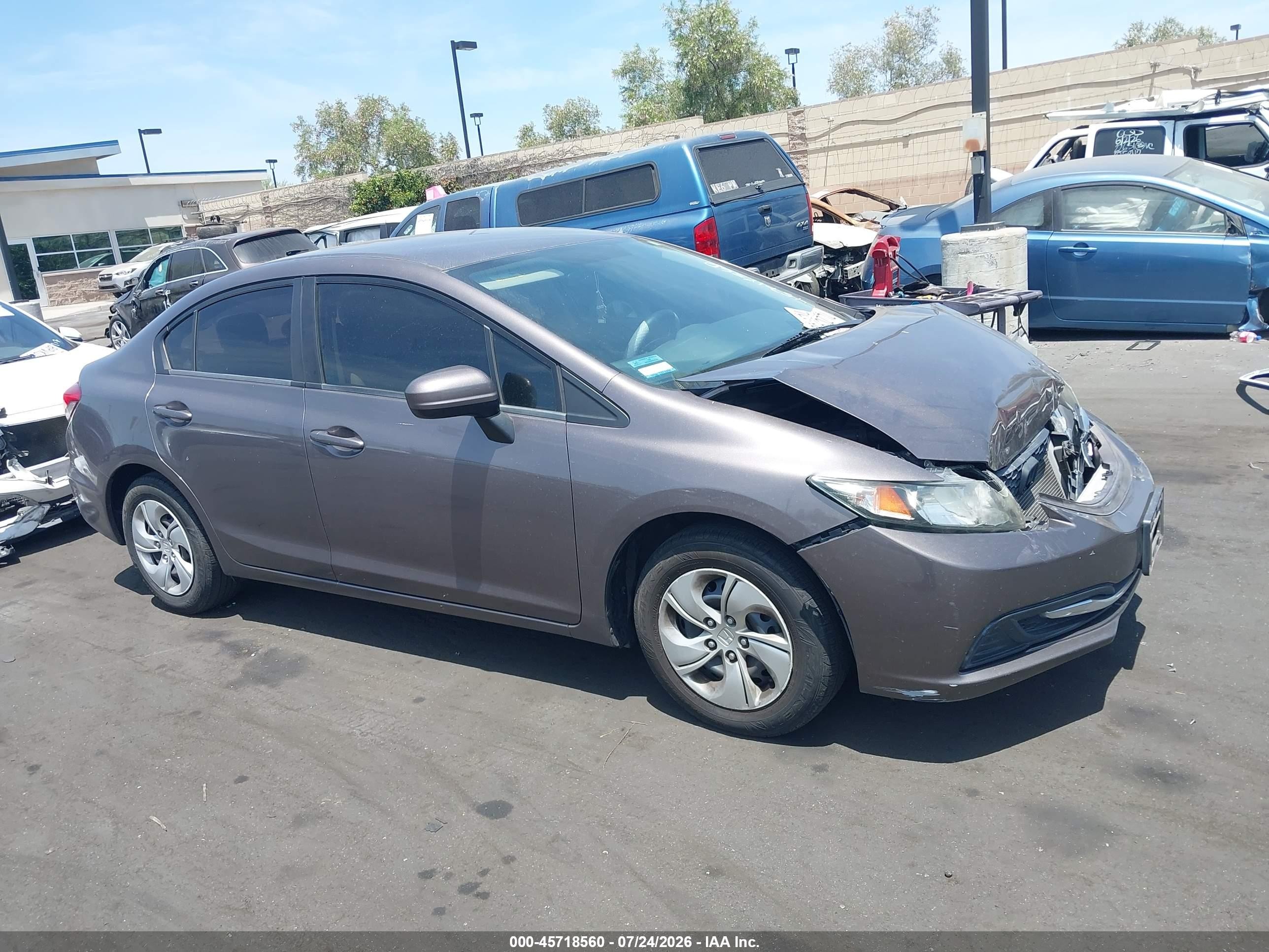 2015 Honda Civic Lx Gray vin: 19XFB2F58FE239685