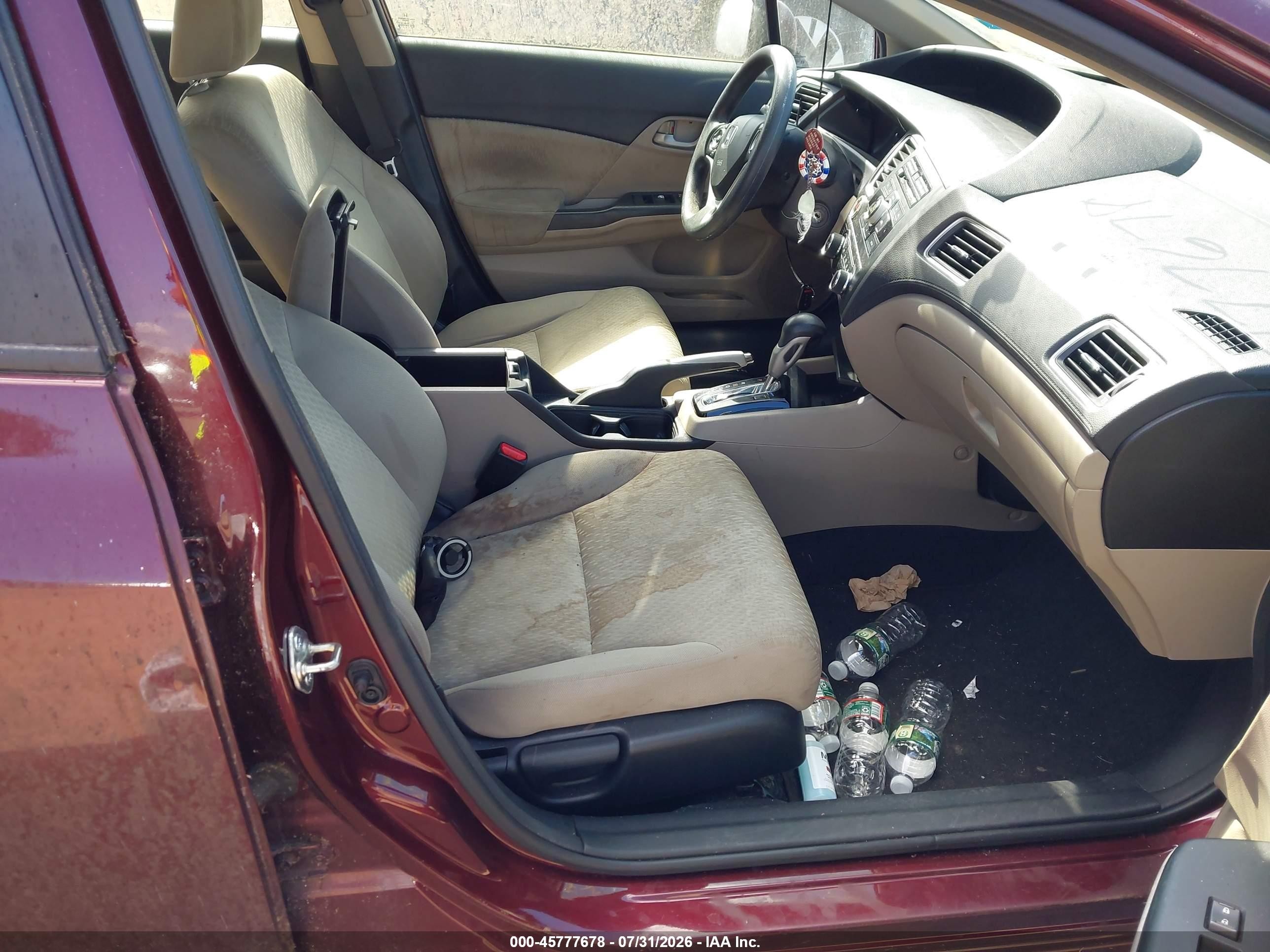 2015 Honda Civic Lx Burgundy vin: 19XFB2F58FE277921