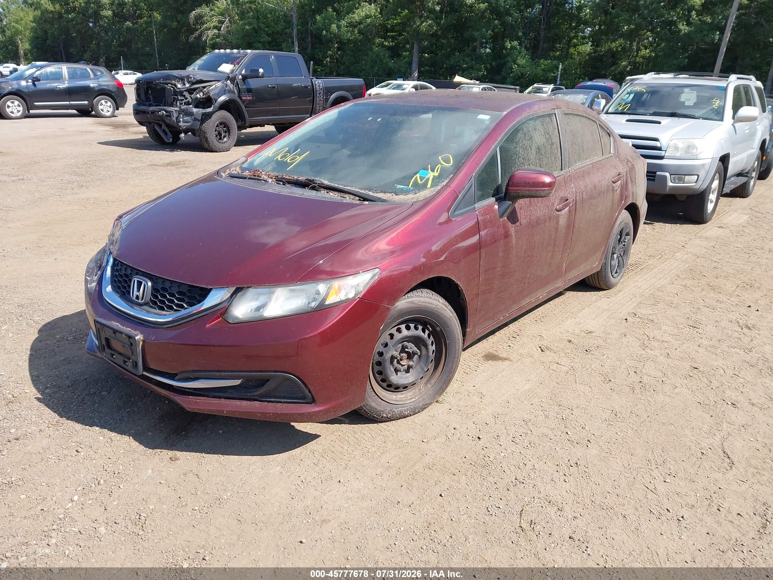 2015 Honda Civic Lx Burgundy vin: 19XFB2F58FE277921