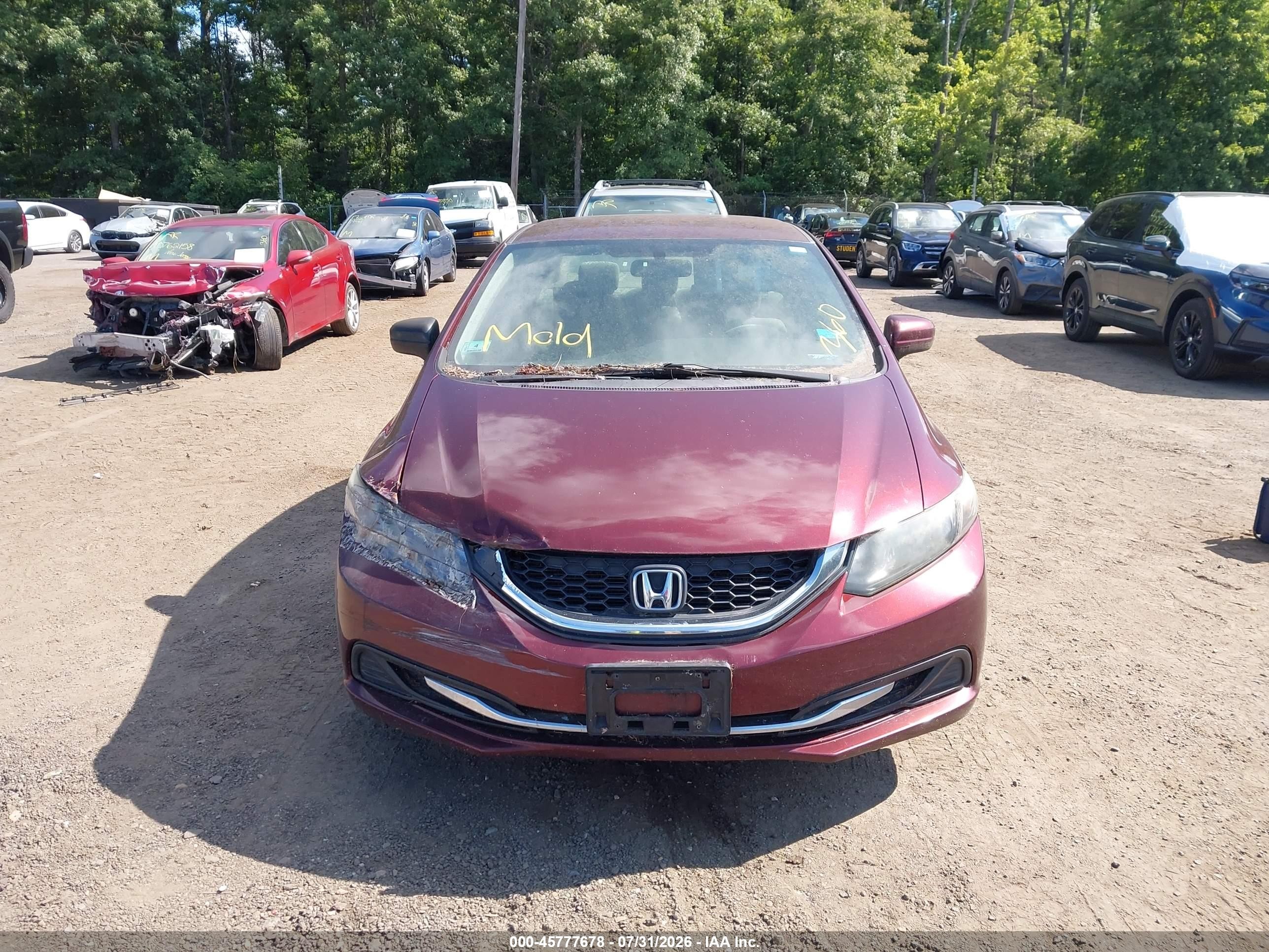 2015 Honda Civic Lx Burgundy vin: 19XFB2F58FE277921