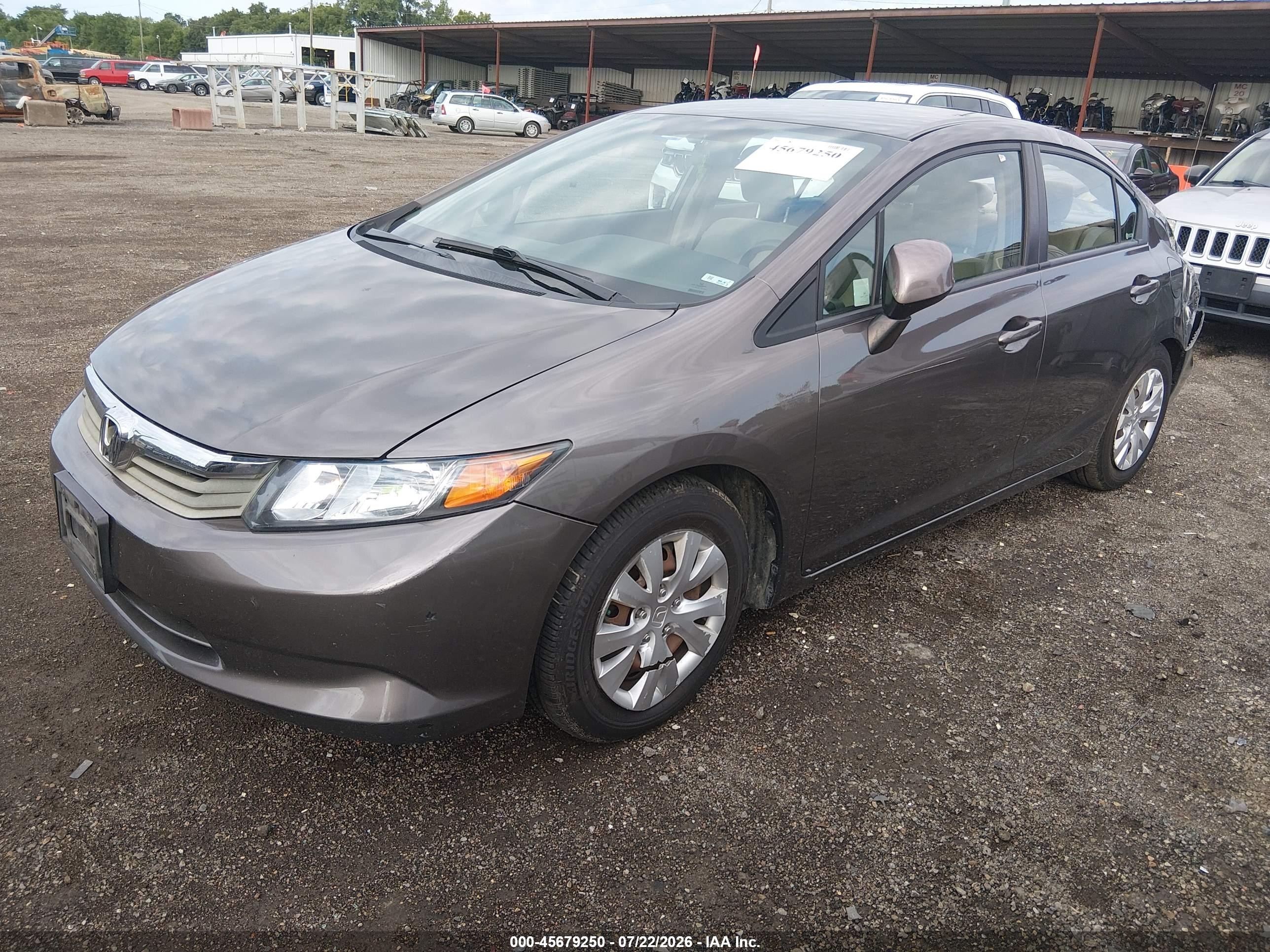 2012 Honda Civic Lx Gray vin: 19XFB2F59CE003073