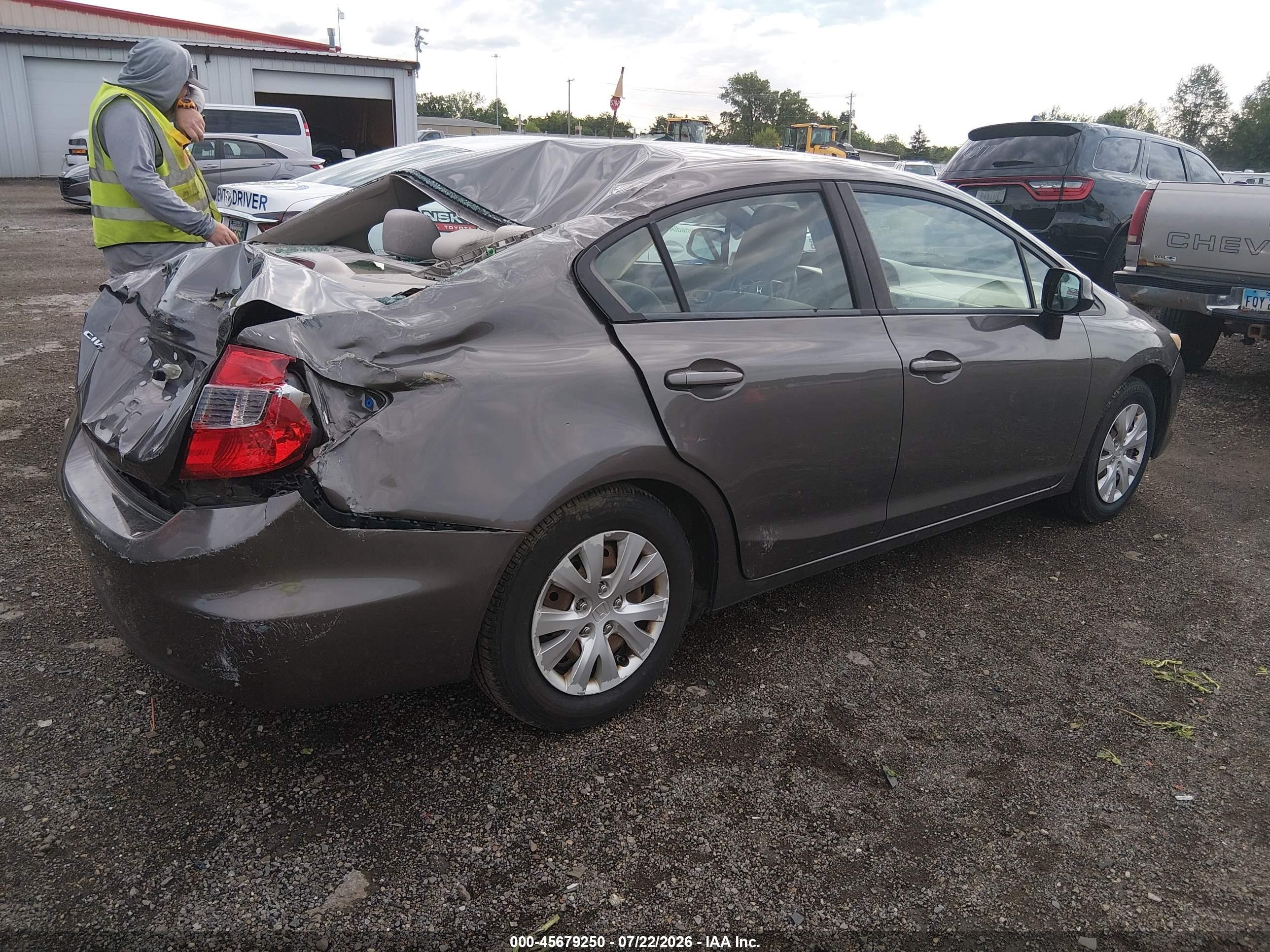 2012 Honda Civic Lx Gray vin: 19XFB2F59CE003073