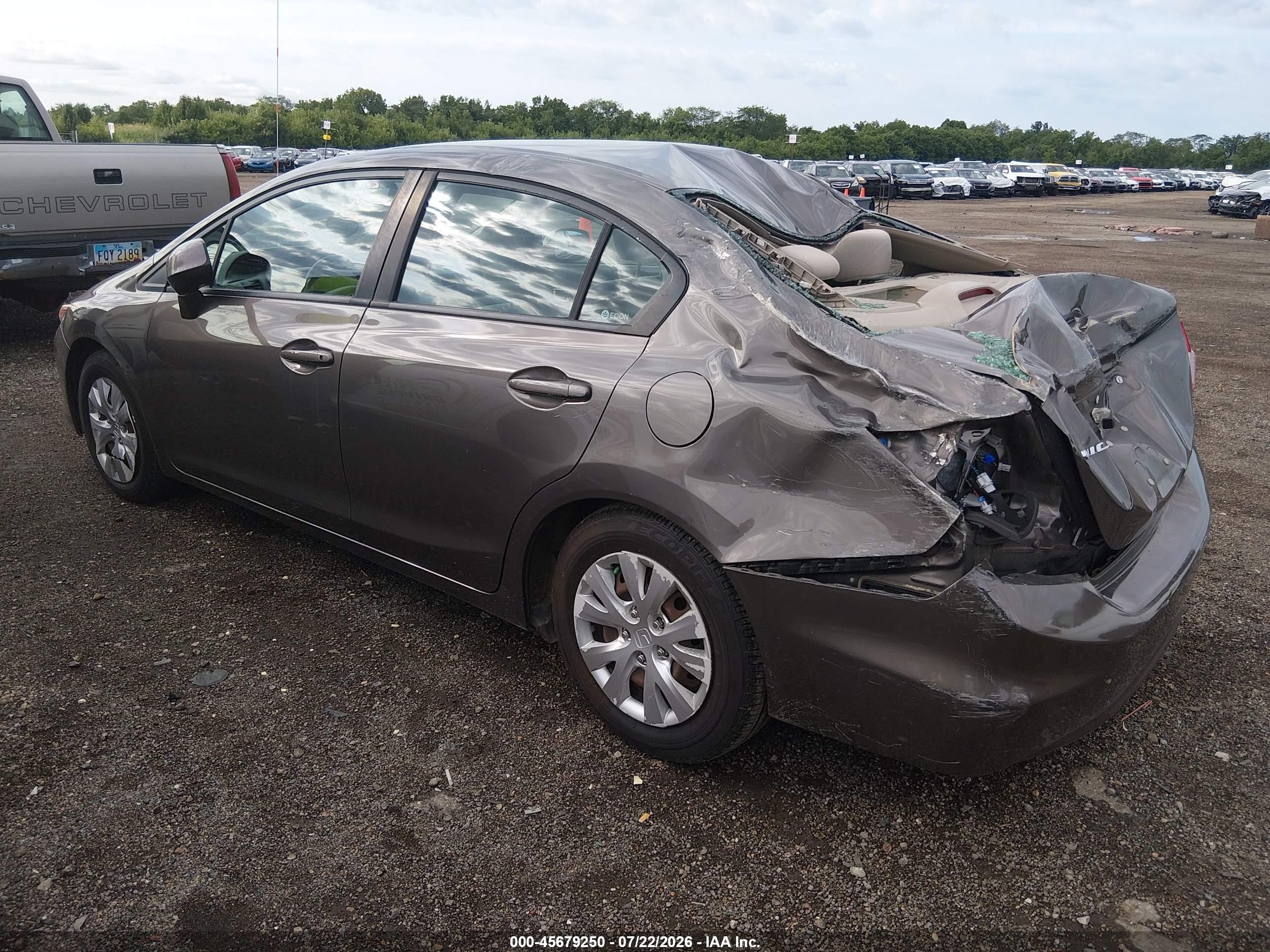 2012 Honda Civic Lx Gray vin: 19XFB2F59CE003073