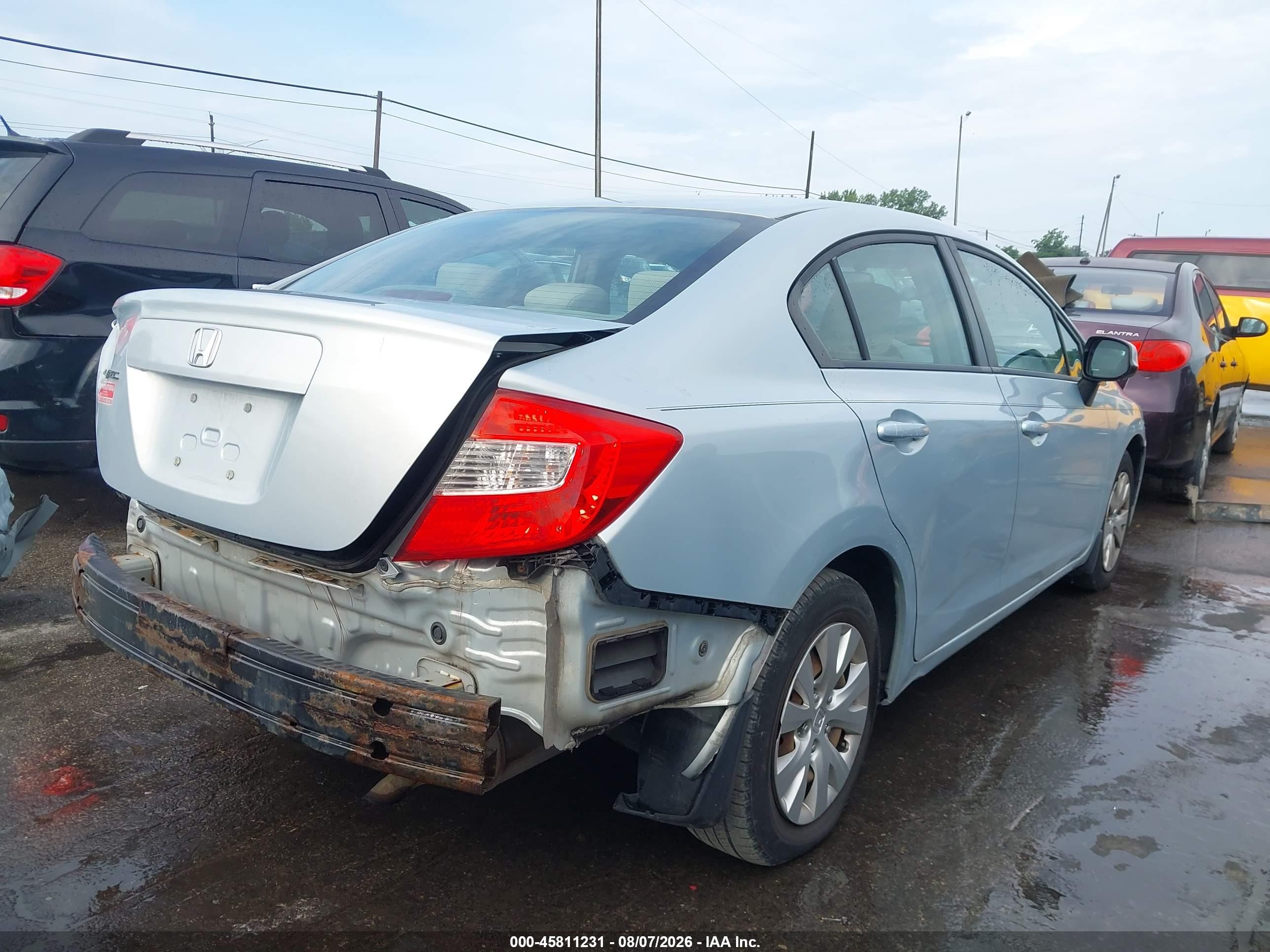 2012 Honda Civic Lx Light Blue vin: 19XFB2F59CE007429