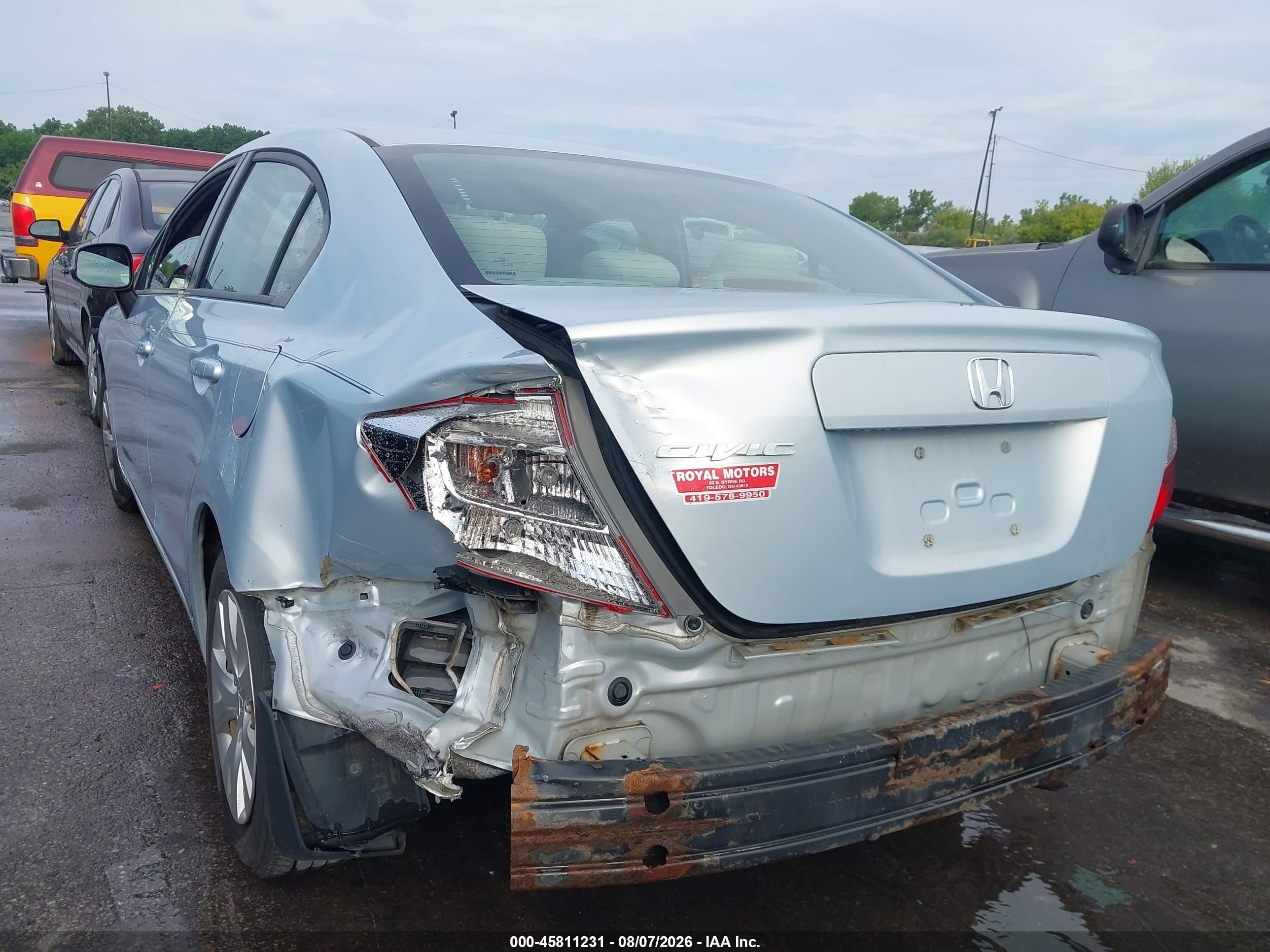 2012 Honda Civic Lx Light Blue vin: 19XFB2F59CE007429