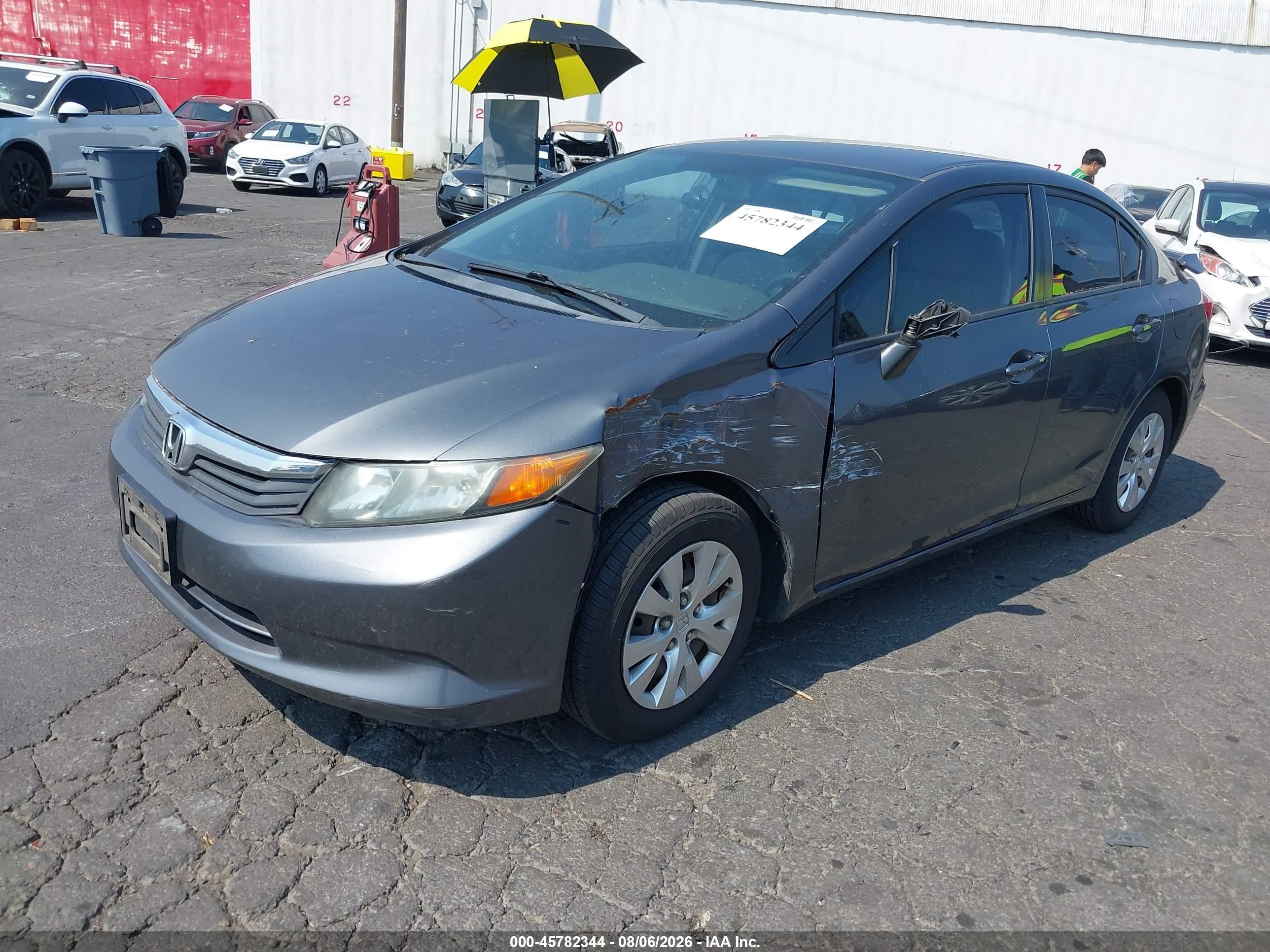 2012 Honda Civic Lx Gray vin: 19XFB2F59CE008709
