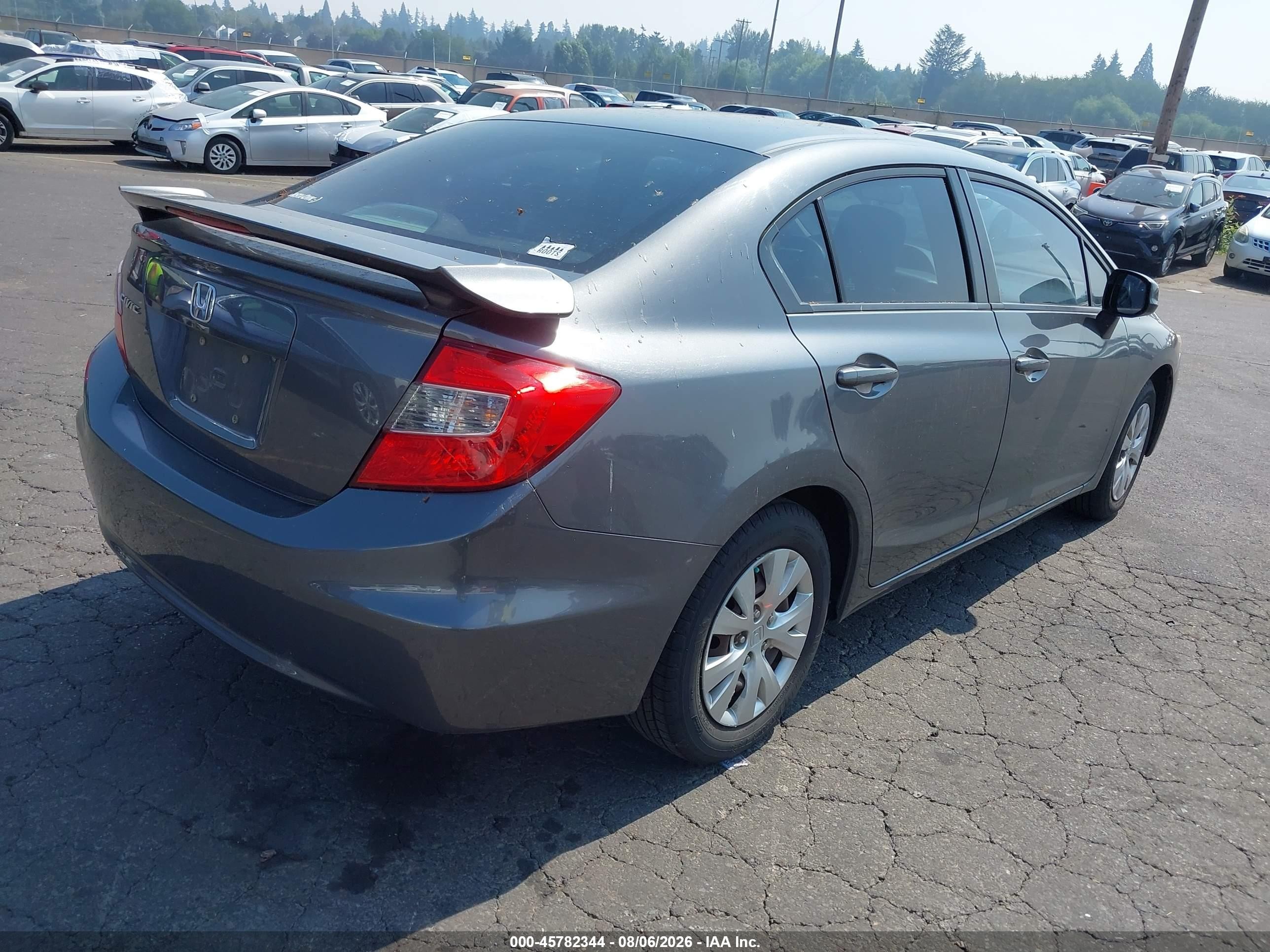 2012 Honda Civic Lx Gray vin: 19XFB2F59CE008709